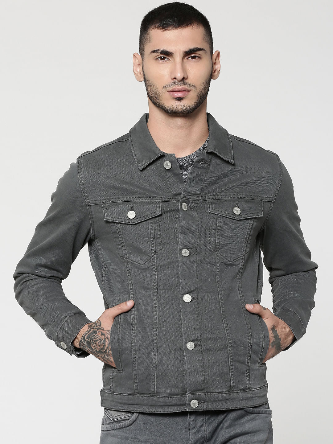 Grey Casual Denim Jacket - S