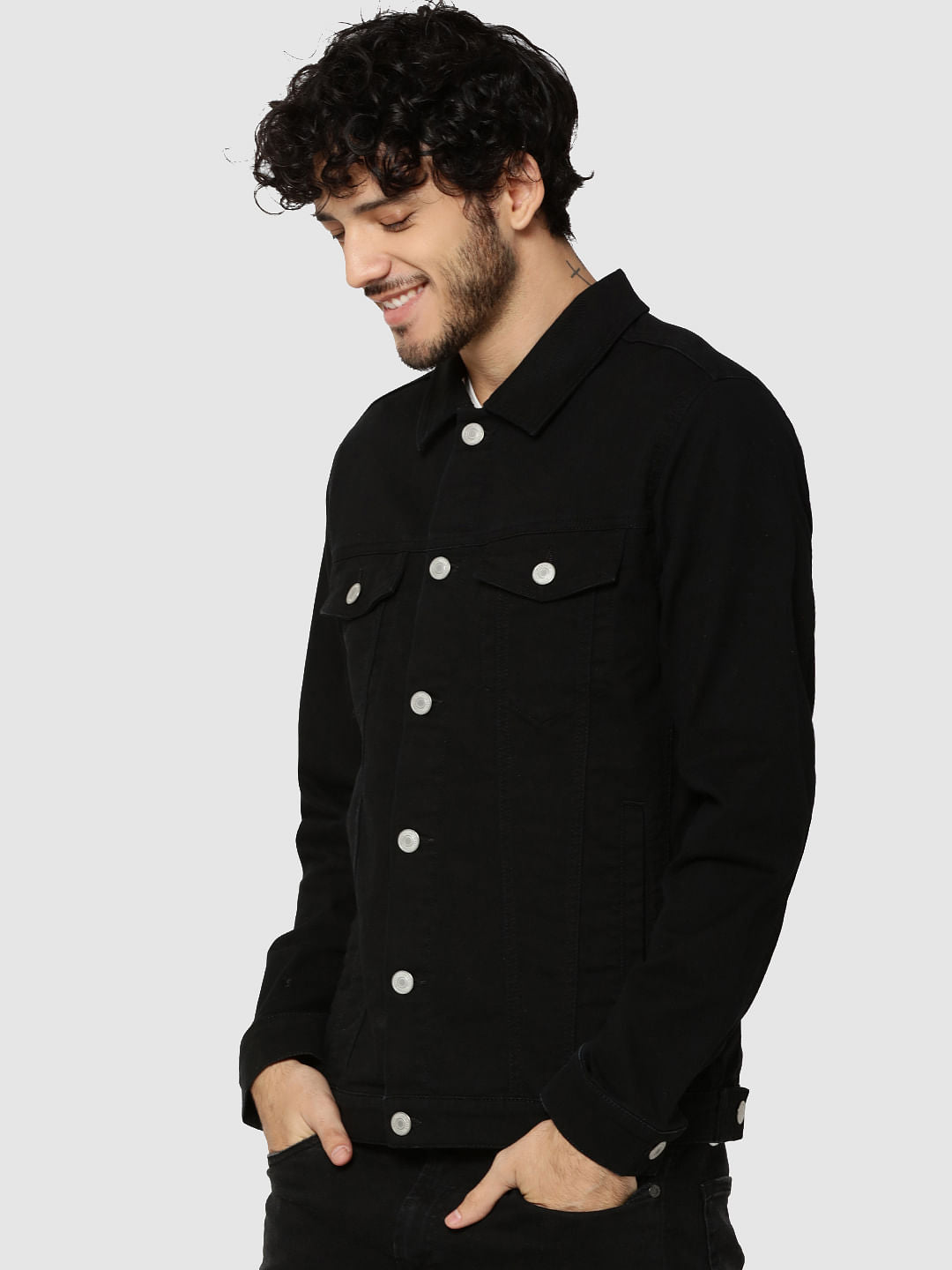 Black Casual Denim Jacket