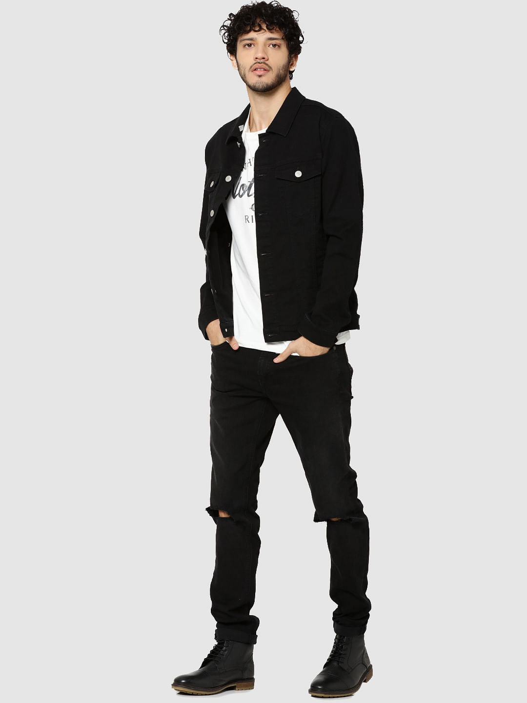 Black Casual Denim Jacket