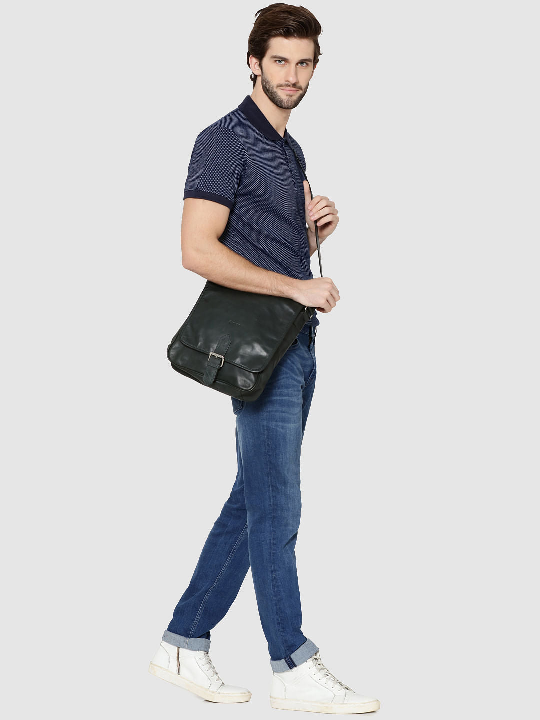 Dark Blue Jacquard Polo T-Shirt