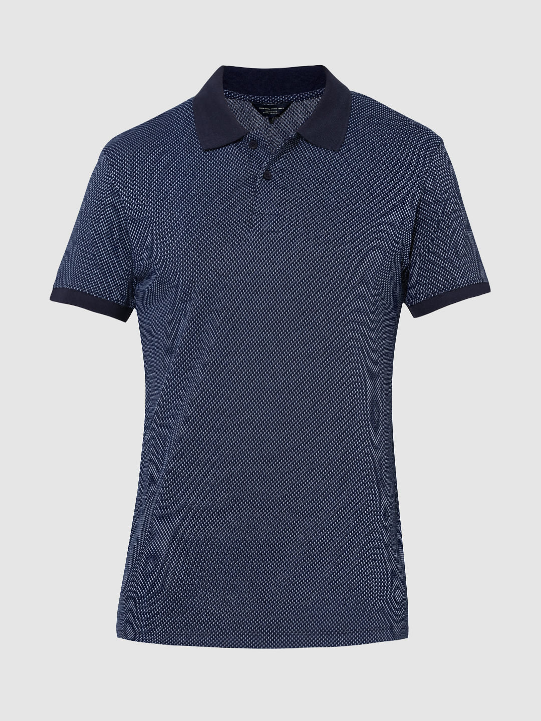 Dark Blue Jacquard Polo T-Shirt