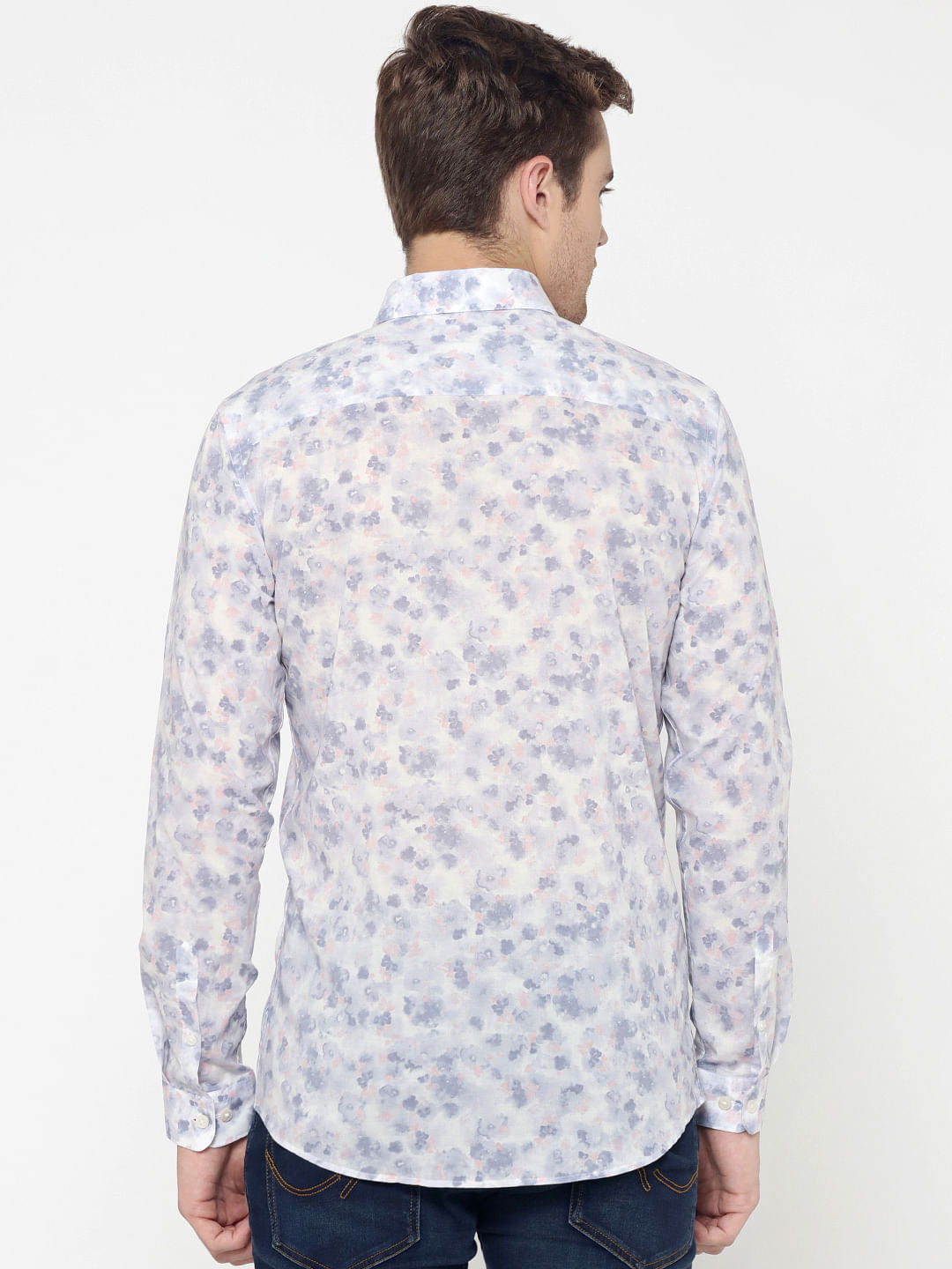 White All Over Print Slim Fit Shirt