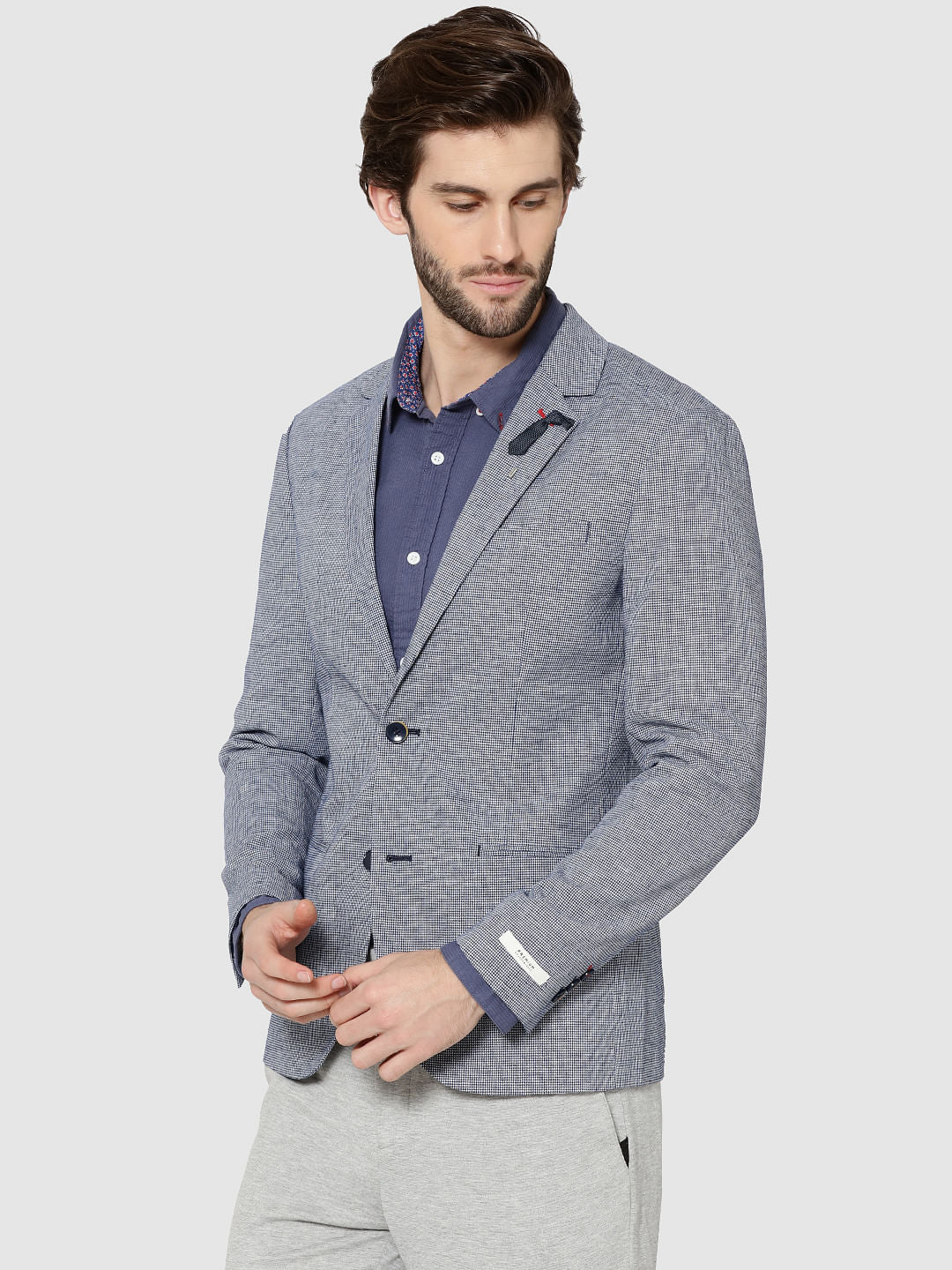 Blue Check Slim Fit Blazer