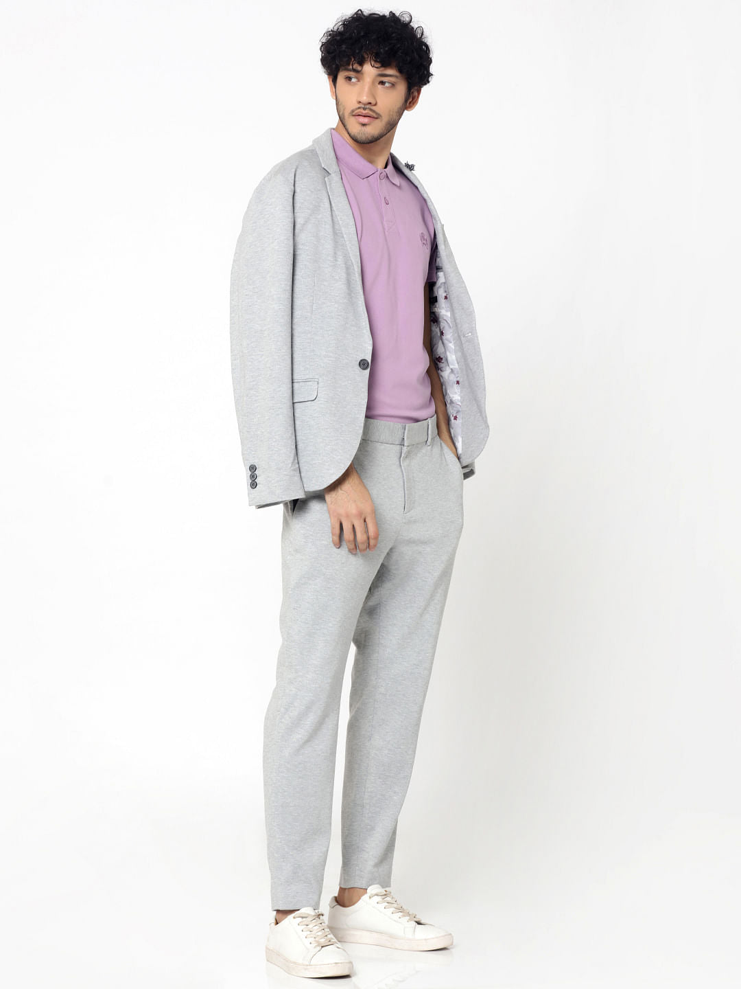 Light Grey Slim Fit Blazer