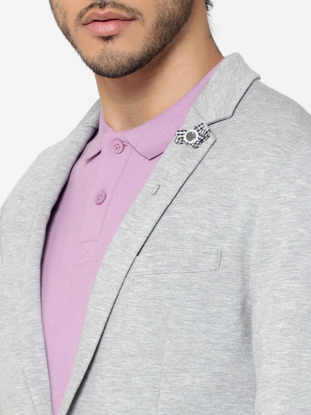 Light Grey Slim Fit Blazer