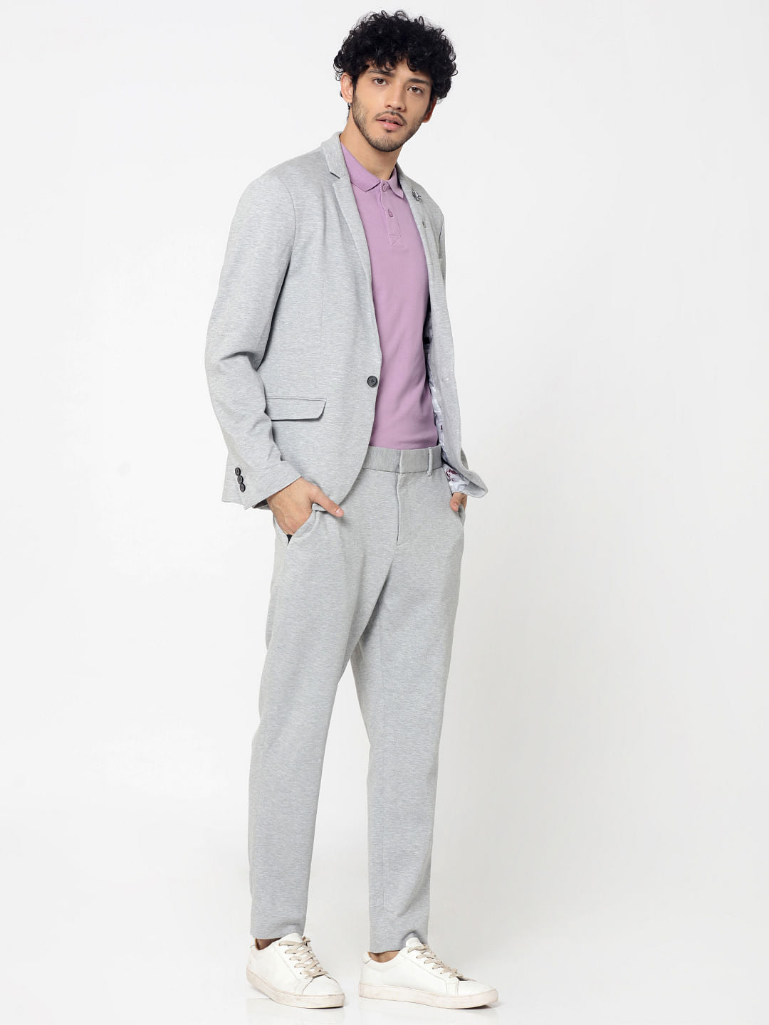 Light Grey Slim Fit Blazer