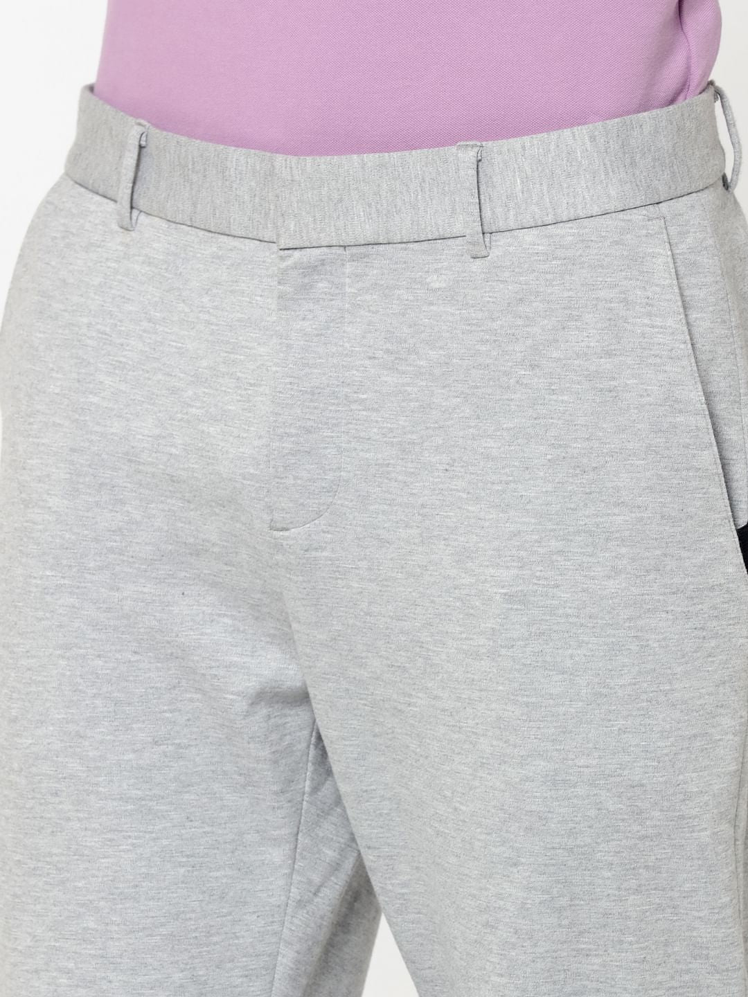 Light Grey Slim Fit Cropped Trousers