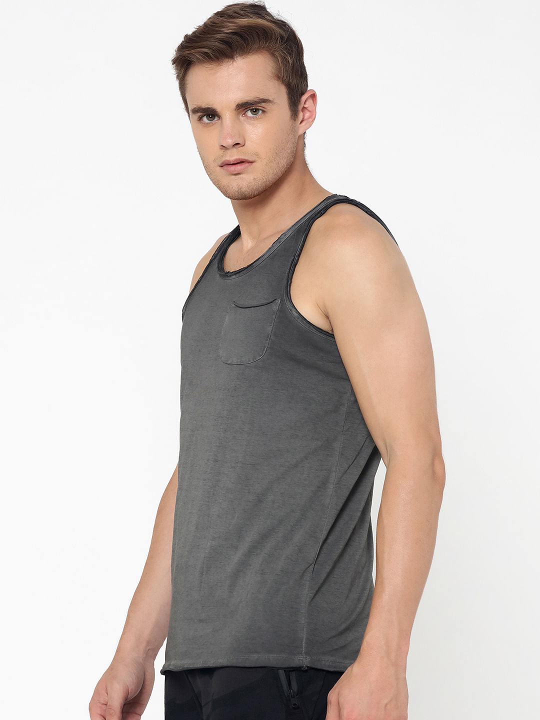 Black One Pocket Tank Top