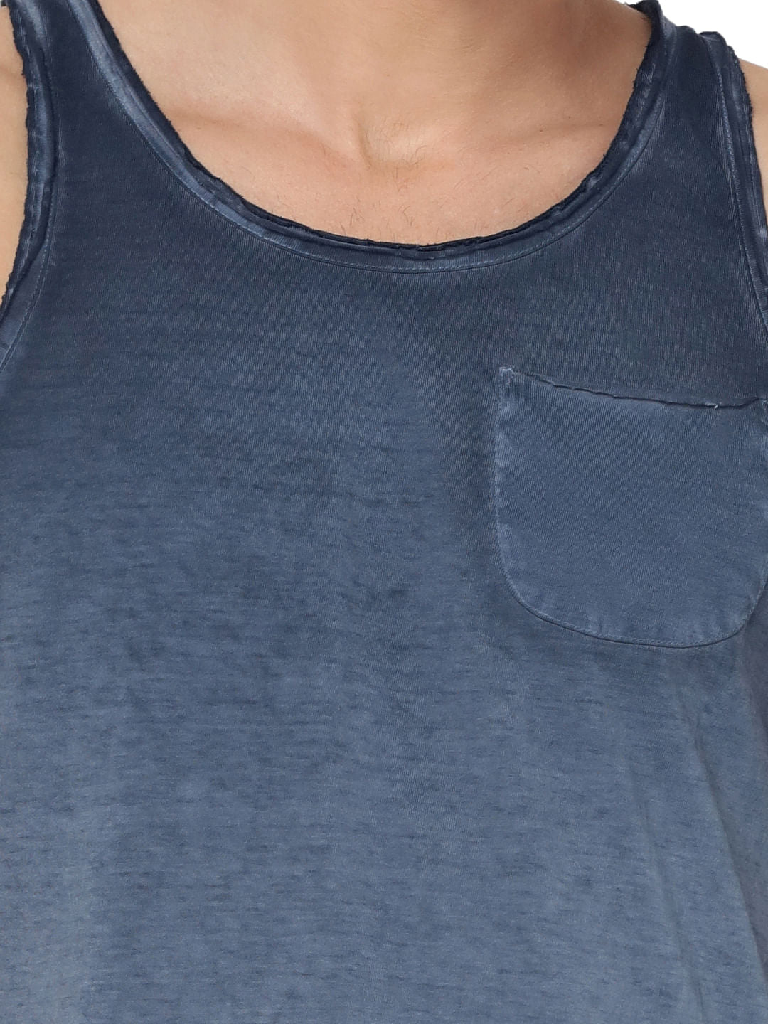 Blue One Pocket Tank Top