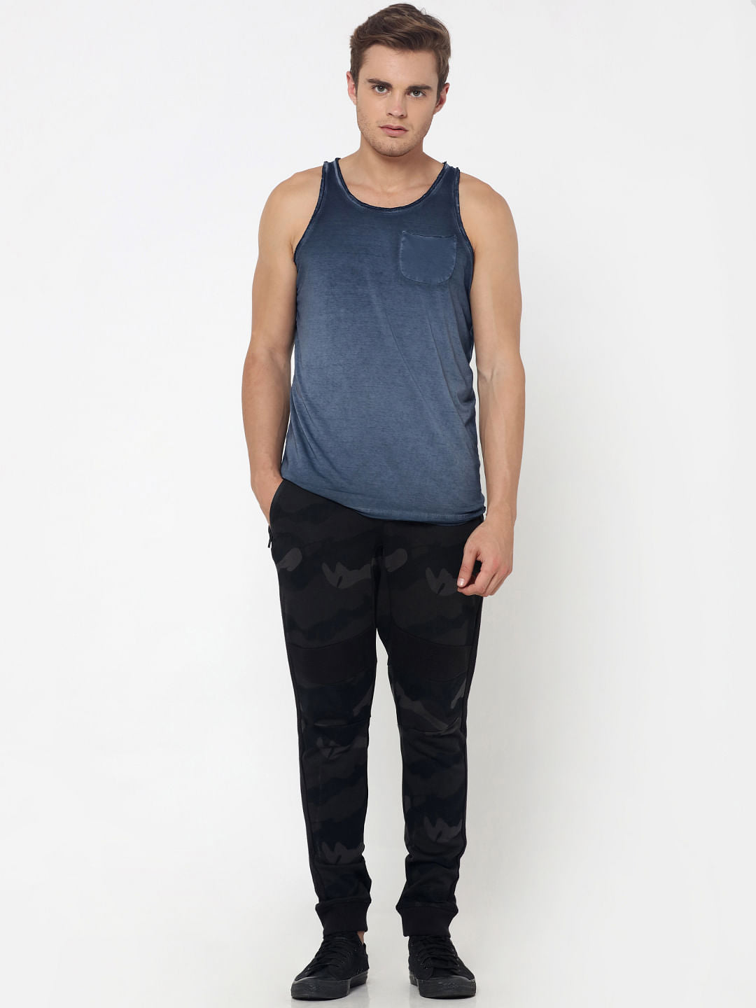 Blue One Pocket Tank Top