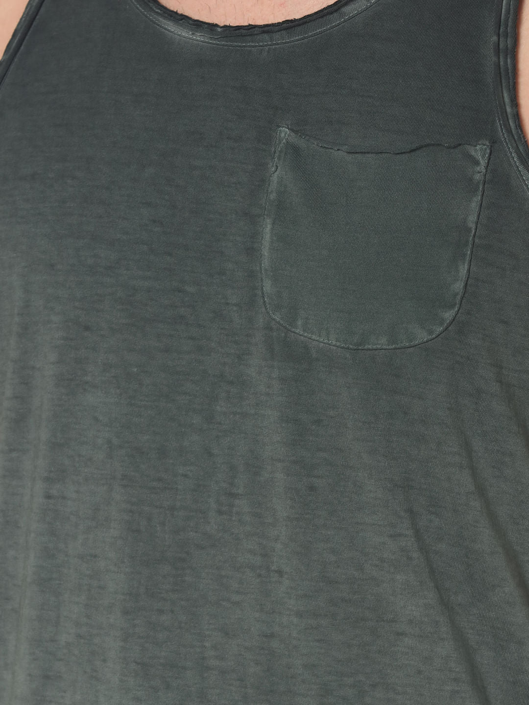 Olive Green One Pocket Tank Top