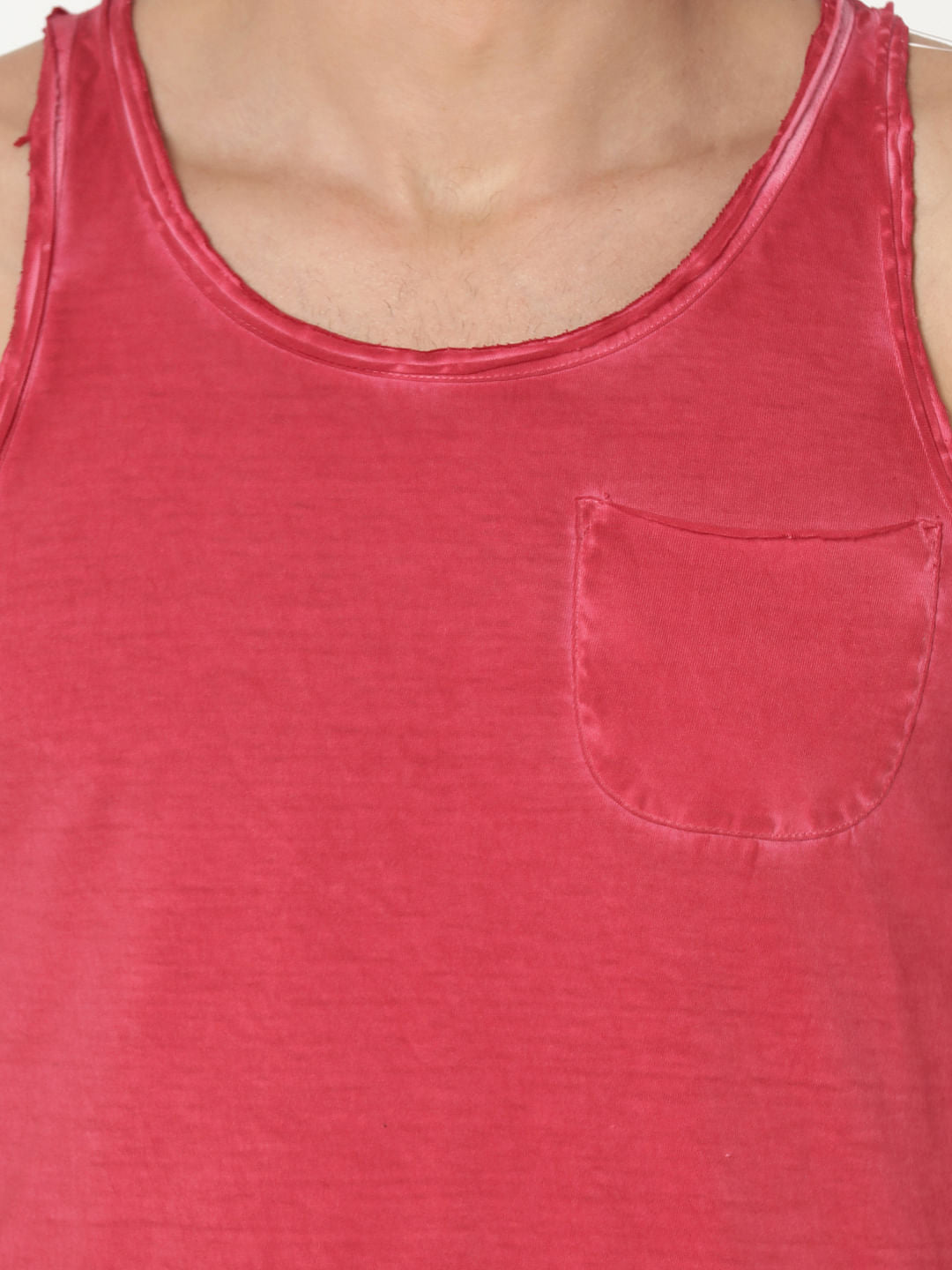 Red One Pocket Tank Top