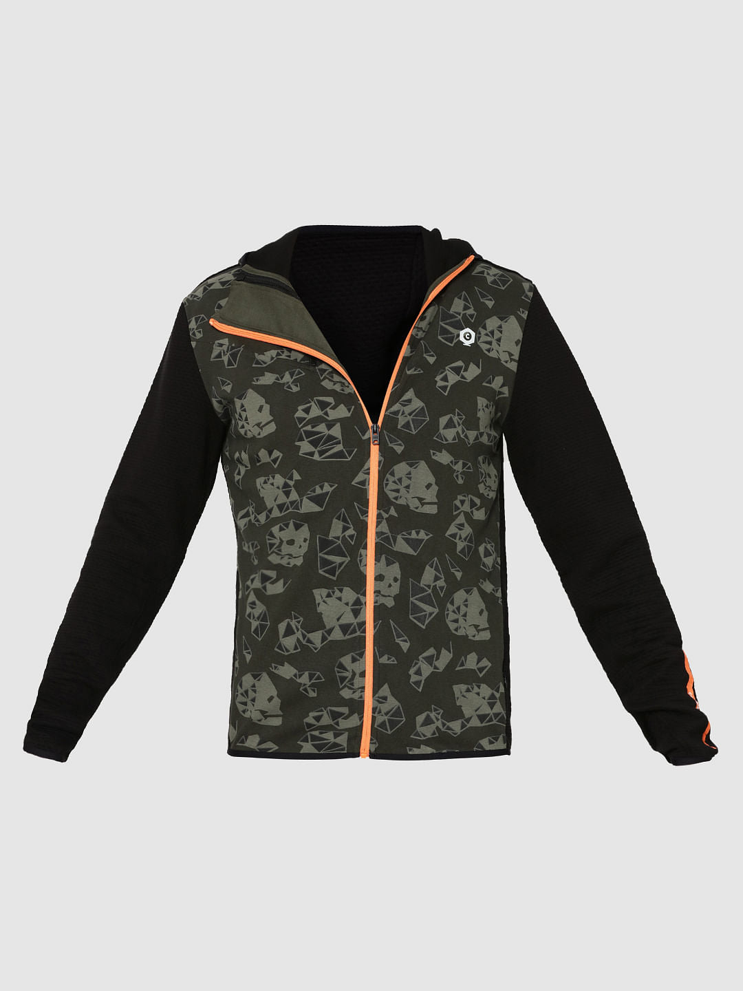 Green Skull Print Hooded Sweatshirt