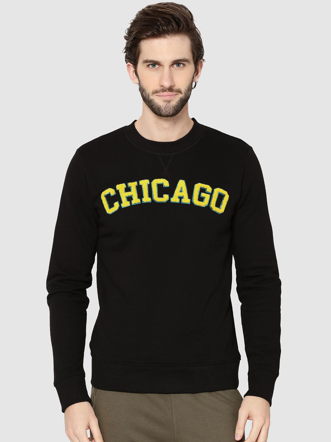 Black Chicago Print Sweatshirt - S