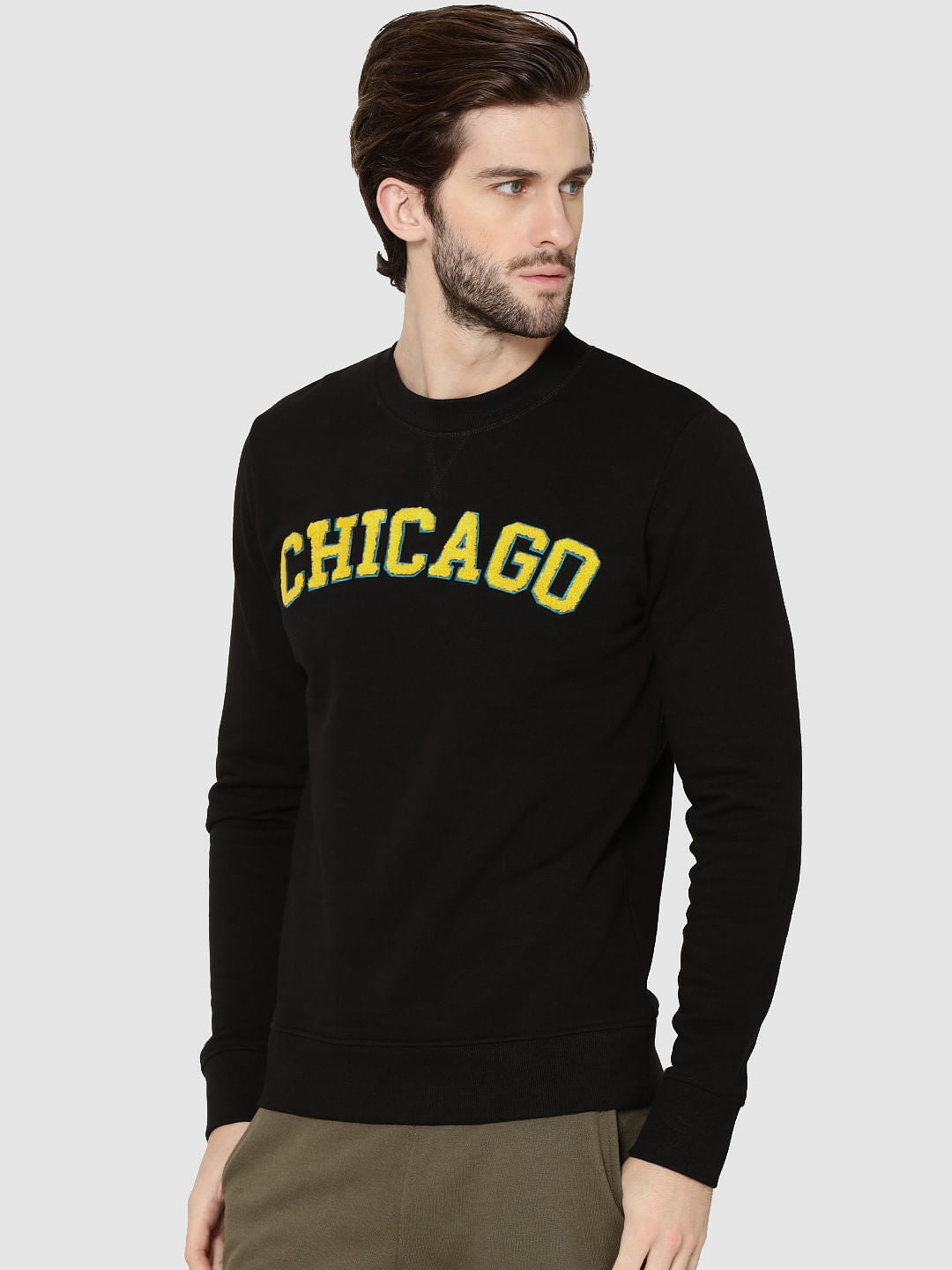 Black Chicago Print Sweatshirt
