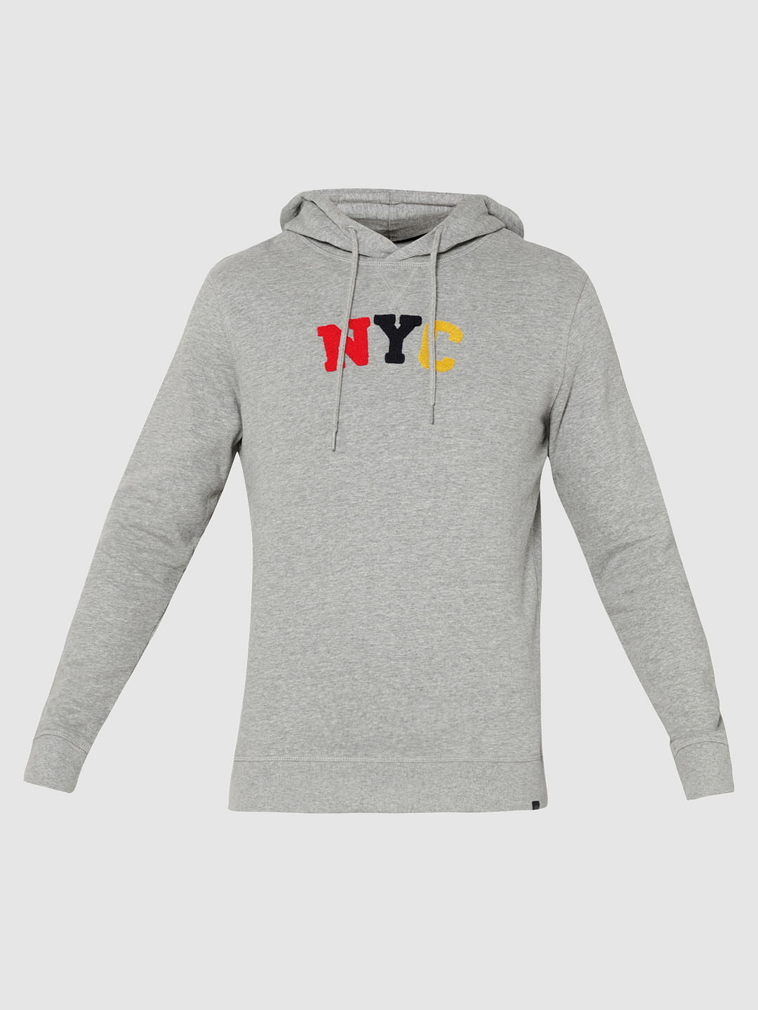 Grey Nyc Print Hooded Sweatshirt