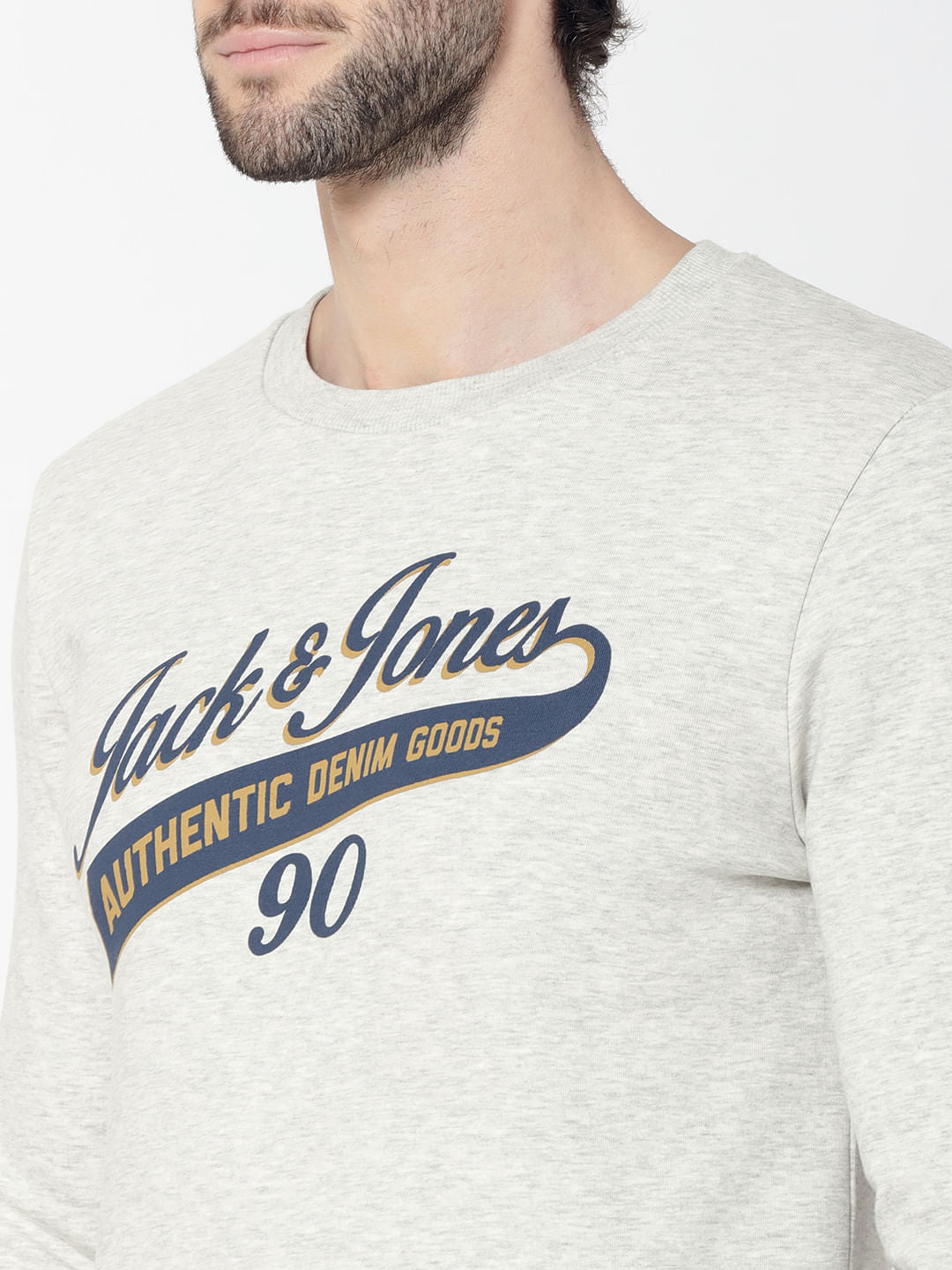 White Logo Print Slim Fit Sweatshirt