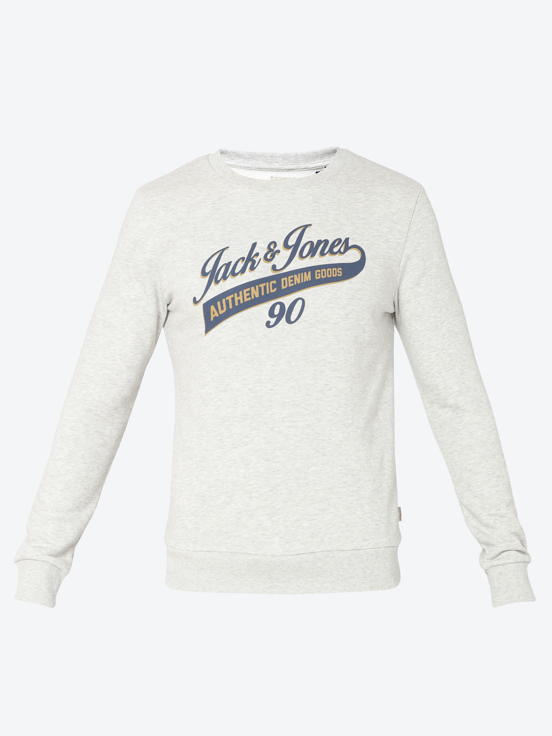 White Logo Print Slim Fit Sweatshirt