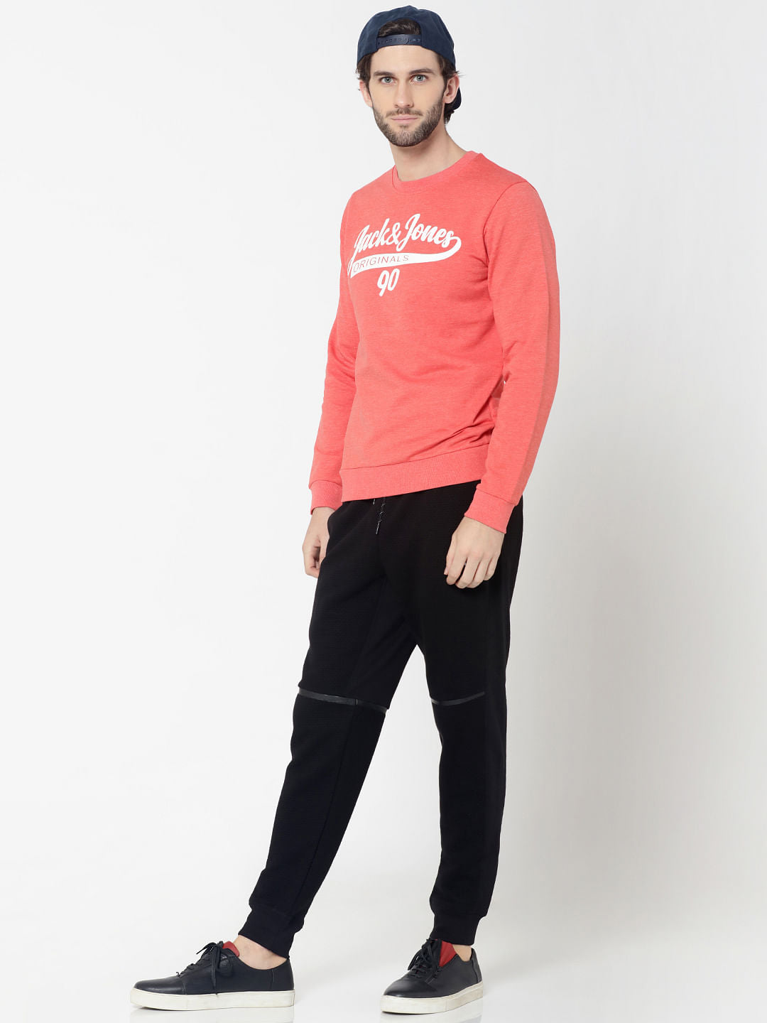 Peach Logo Print Slim Fit Sweatshirt