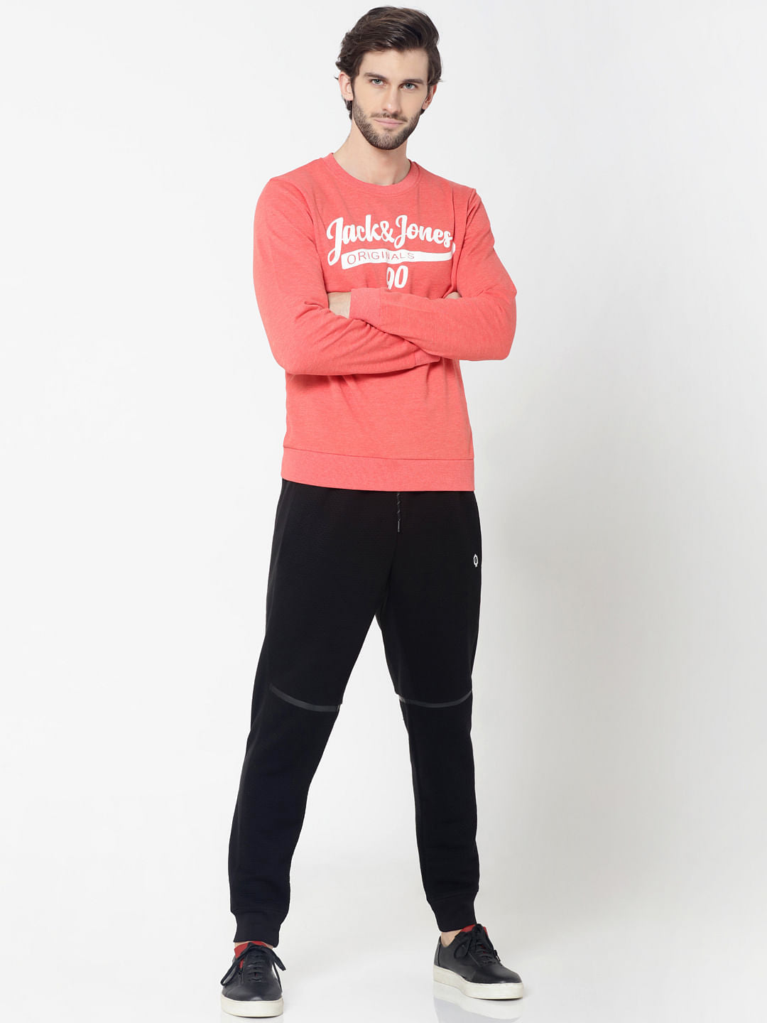 Peach Logo Print Slim Fit Sweatshirt
