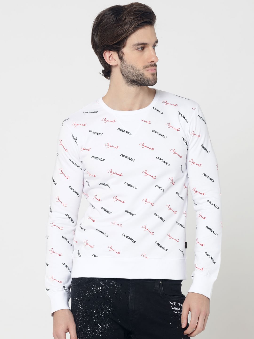 White All Over Originals Print Sweatshirt