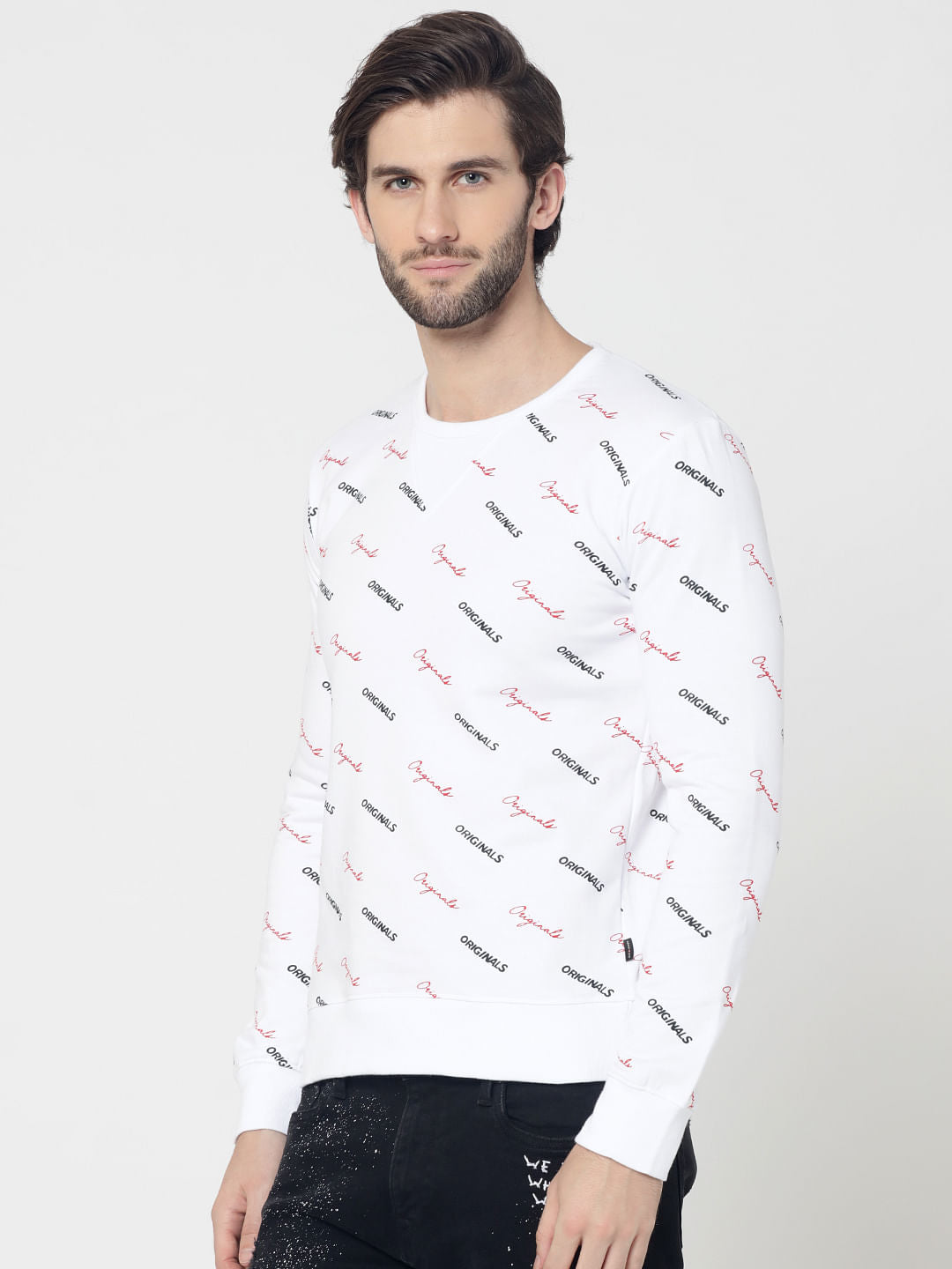 White All Over Originals Print Sweatshirt - S