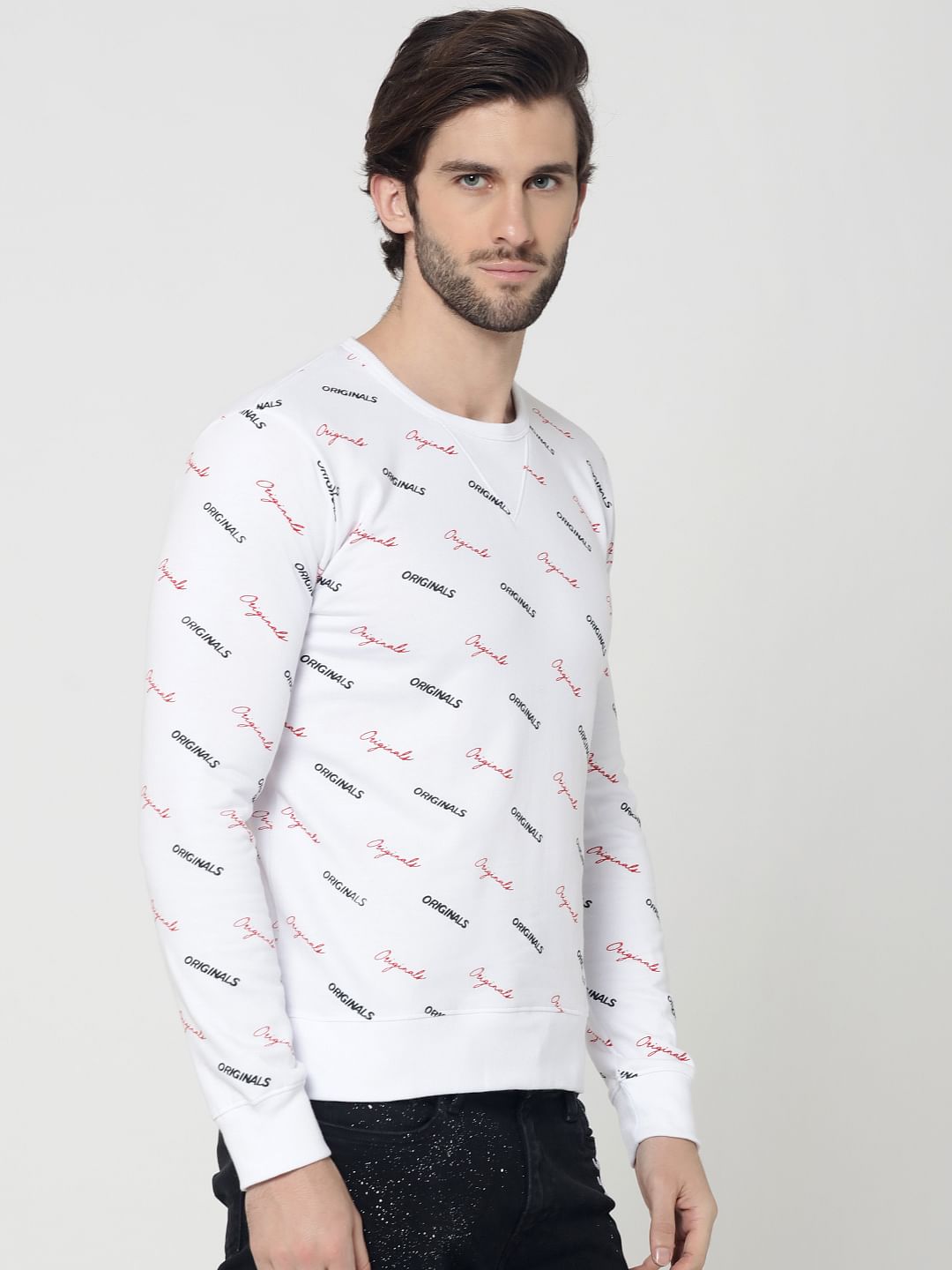 White All Over Originals Print Sweatshirt