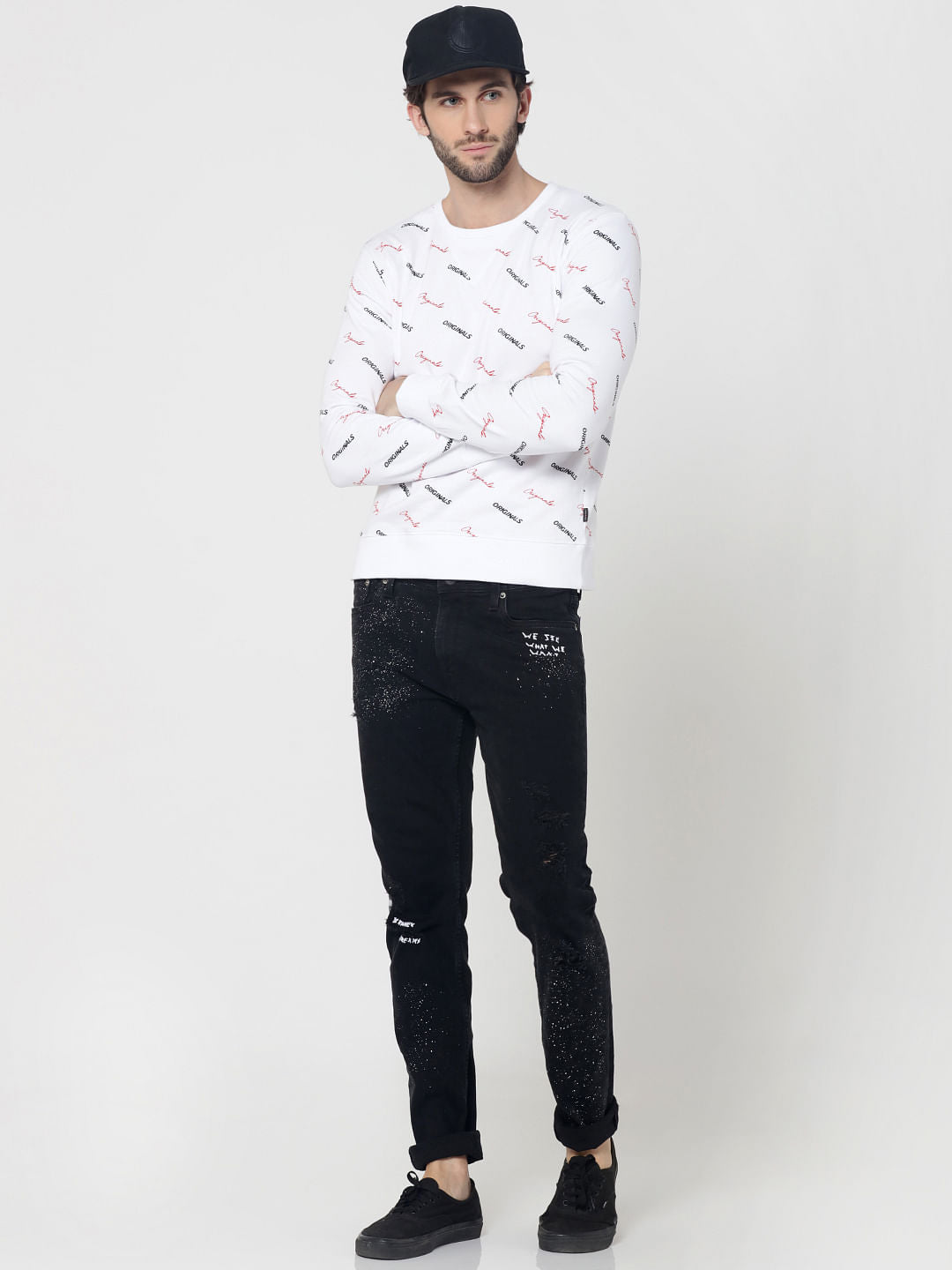 White All Over Originals Print Sweatshirt