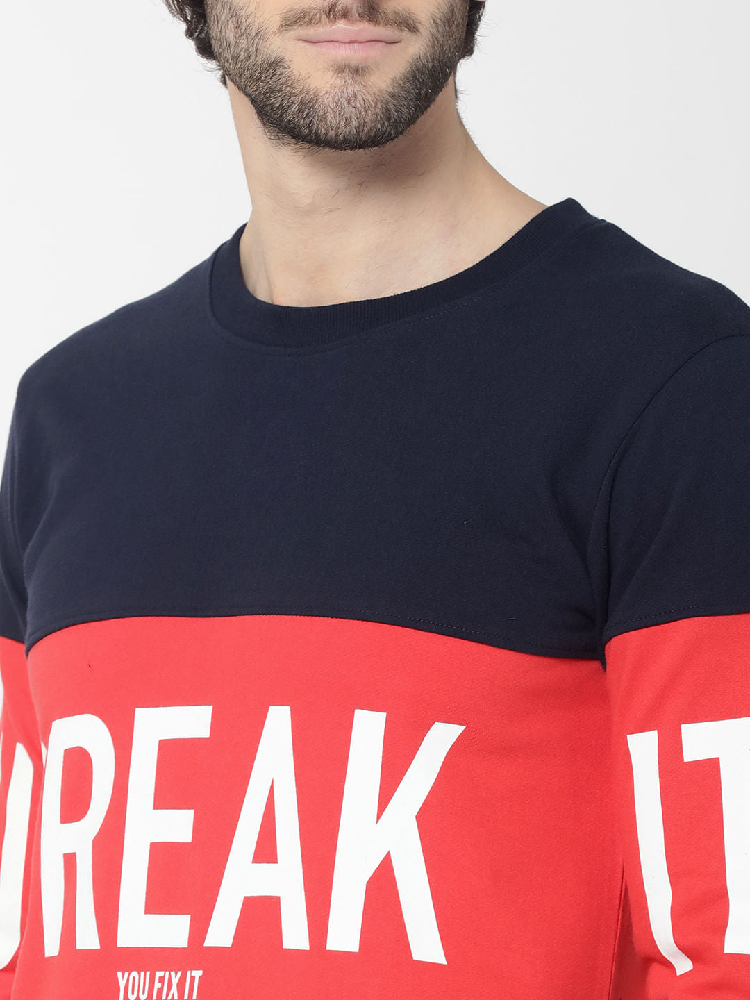 Dark Blue Colourblocked Sweatshirt
