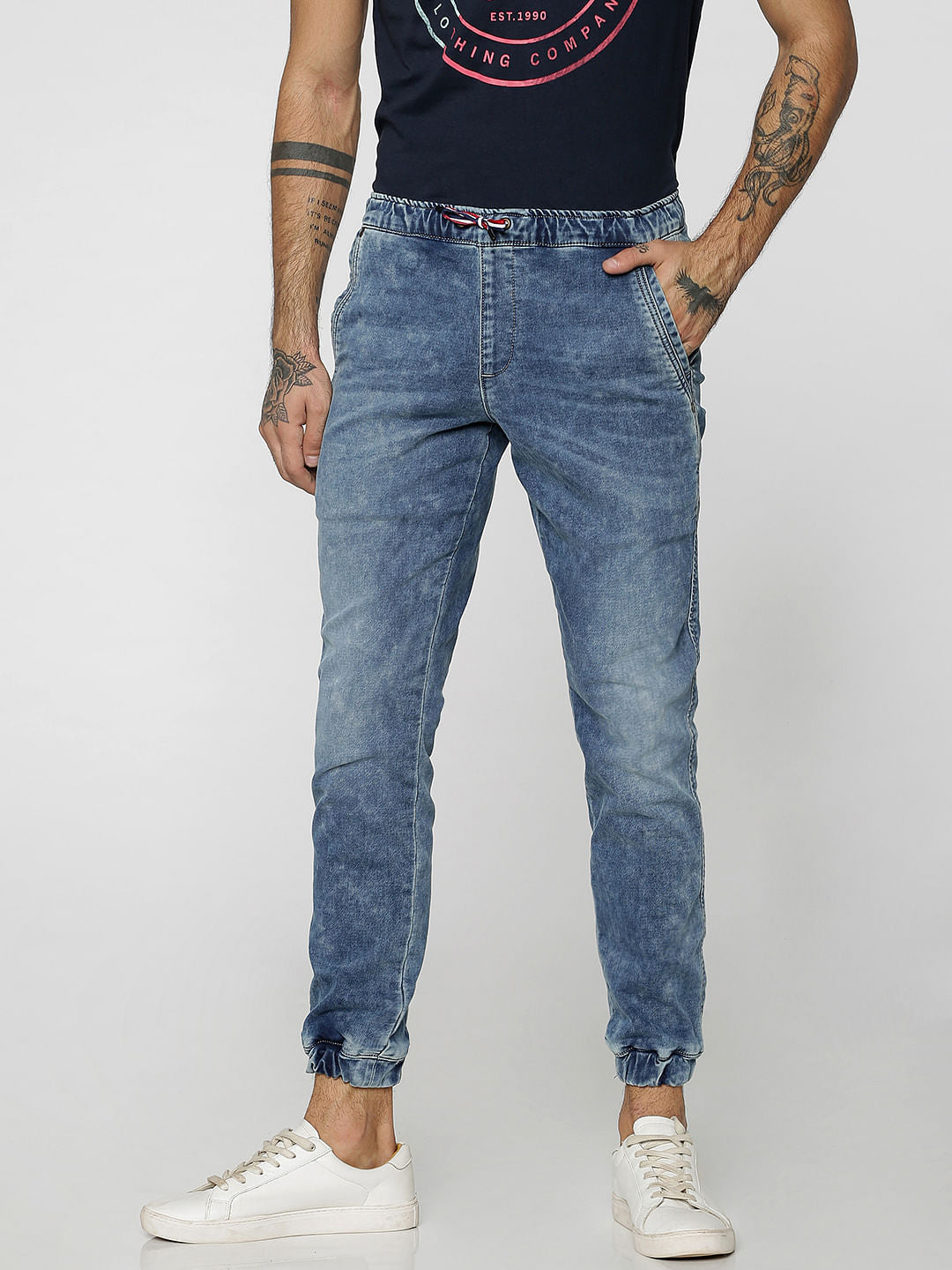 Blue Acid Washed Tim Anti Fit Joggers - 28/32