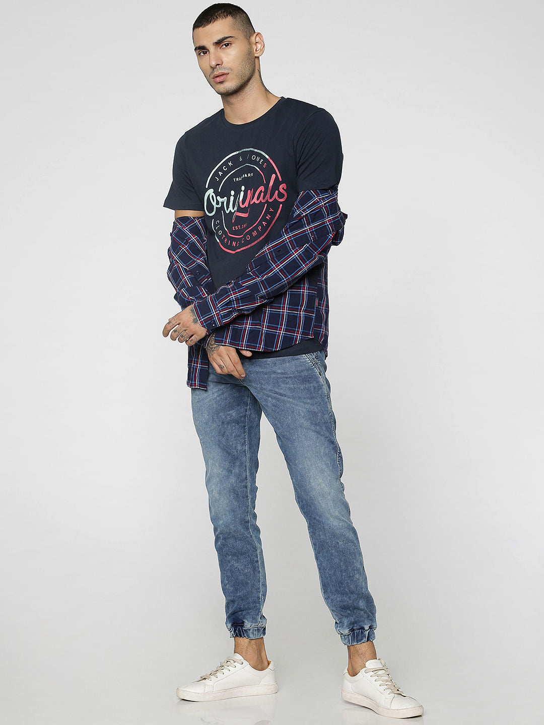 Blue Acid Washed Tim Anti Fit Joggers