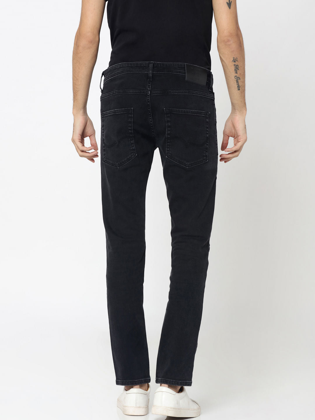 Black Heavy Distressed Zip Detail Glenn Slim Fit Jeans