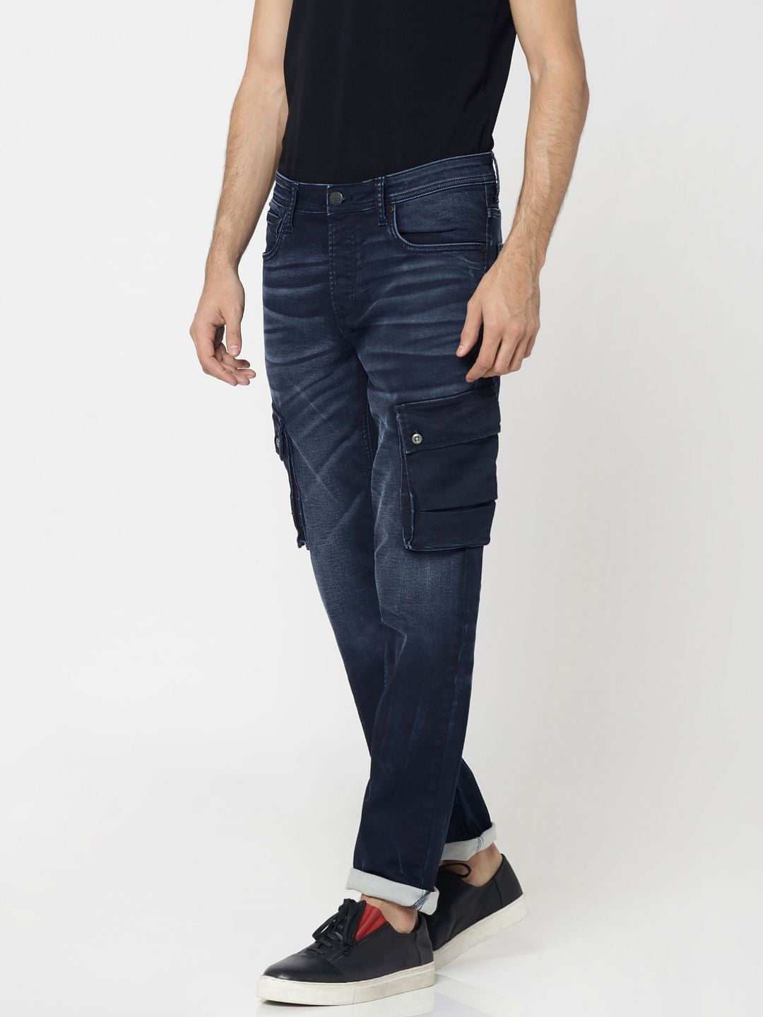 Dark Blue Cargo Style Tim Anti Fit Jeans
