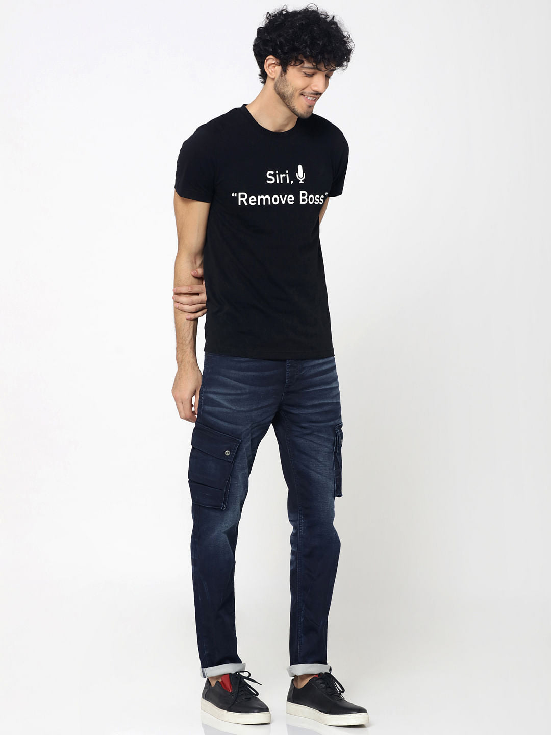 Dark Blue Cargo Style Tim Anti Fit Jeans
