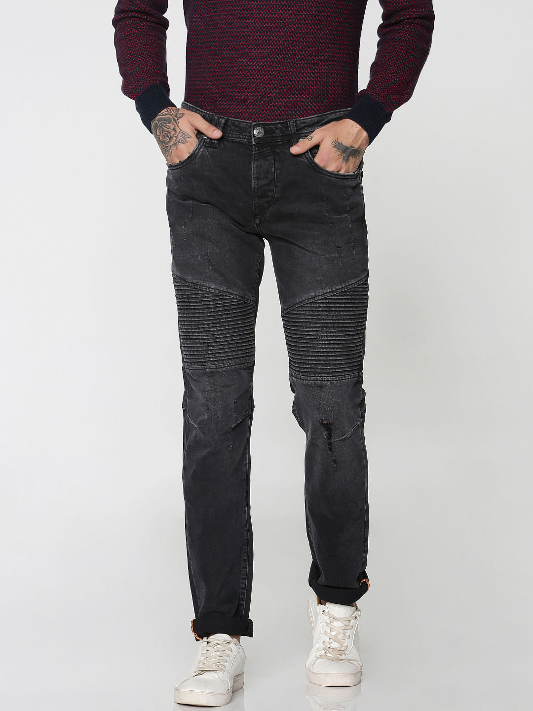 Black Mild Distressed Tim Anti Fit Jeans - 28/32