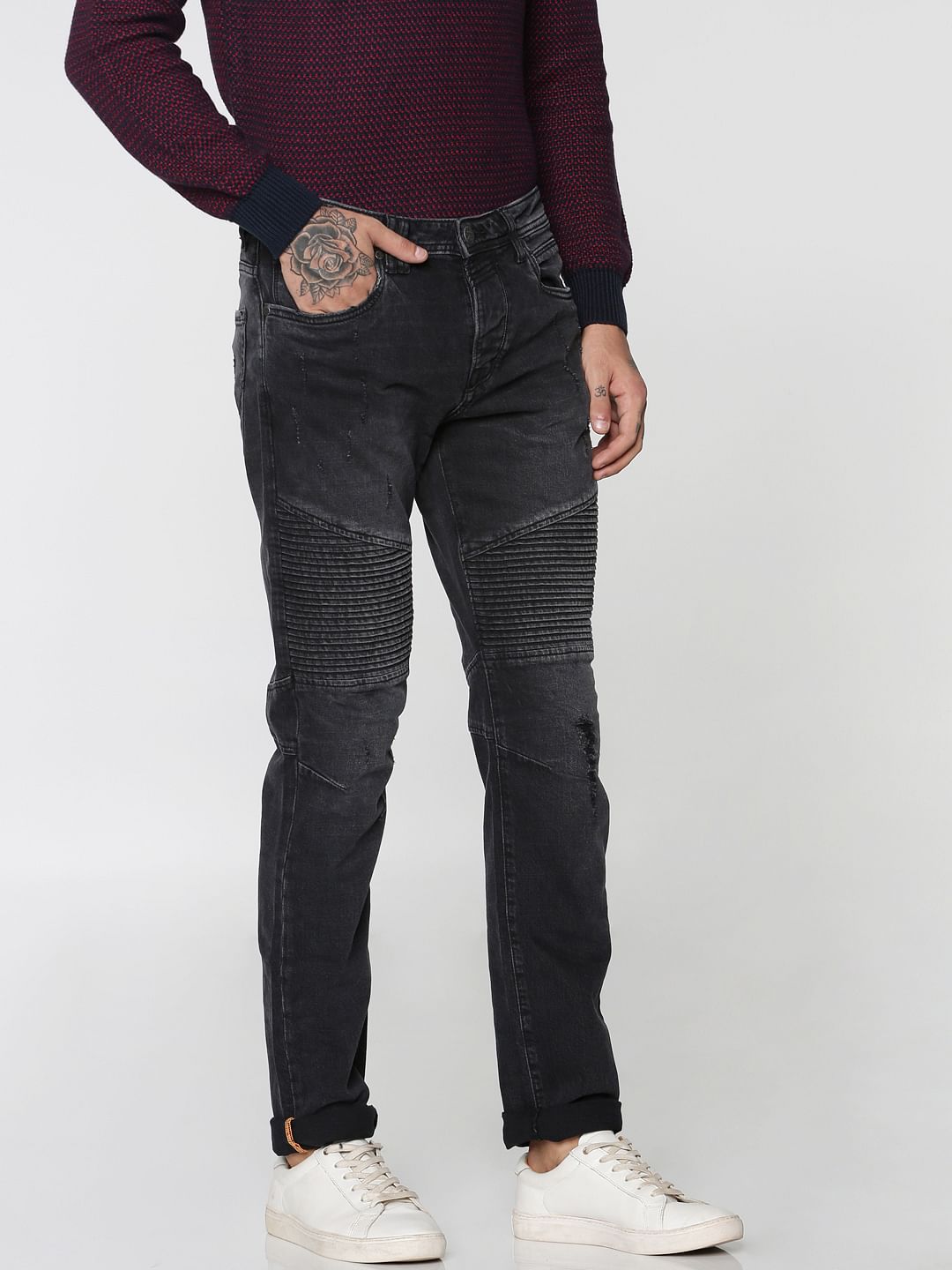 Black Mild Distressed Tim Anti Fit Jeans