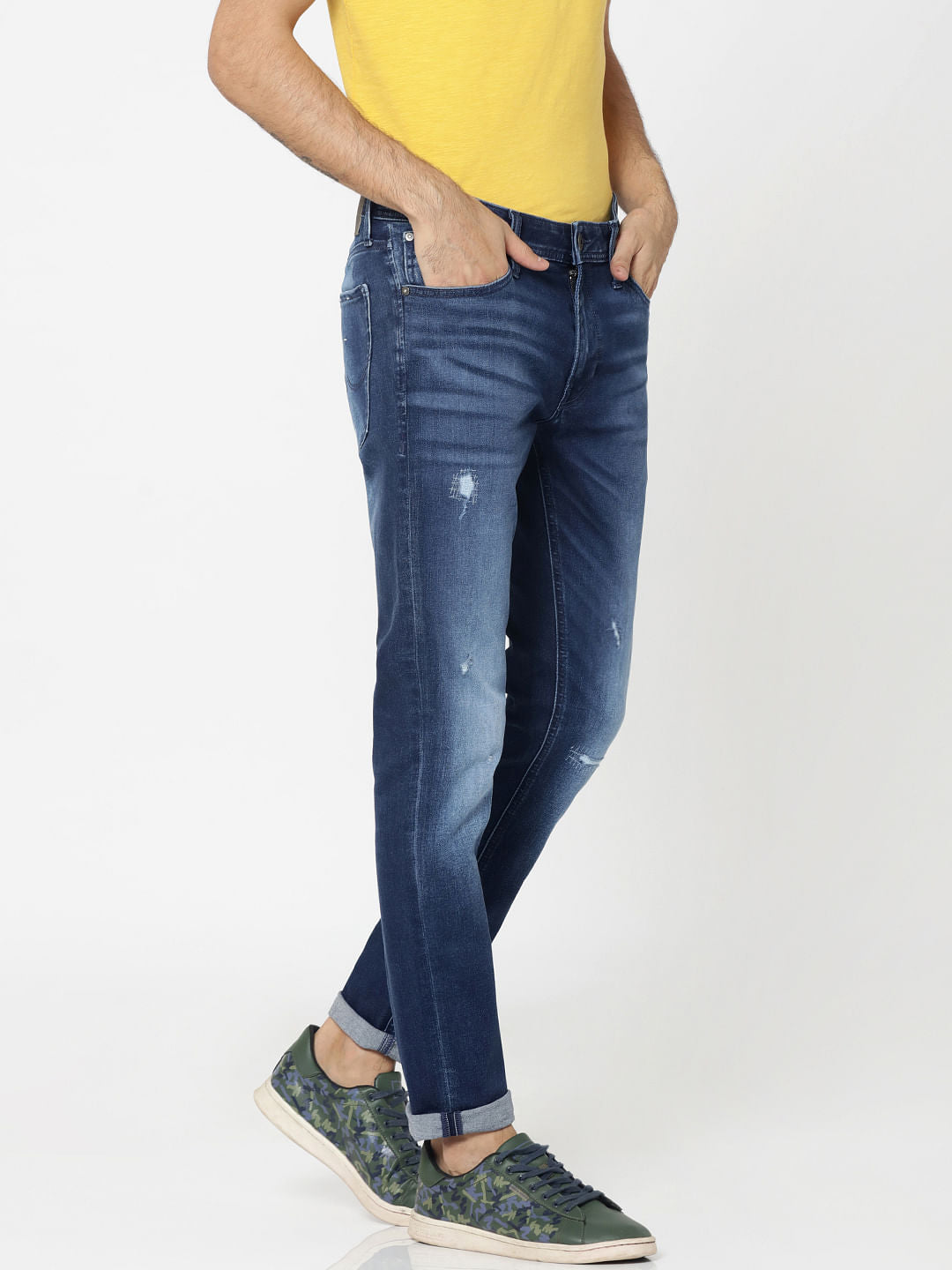Blue Distressed Ben Skinny Fit Jeans