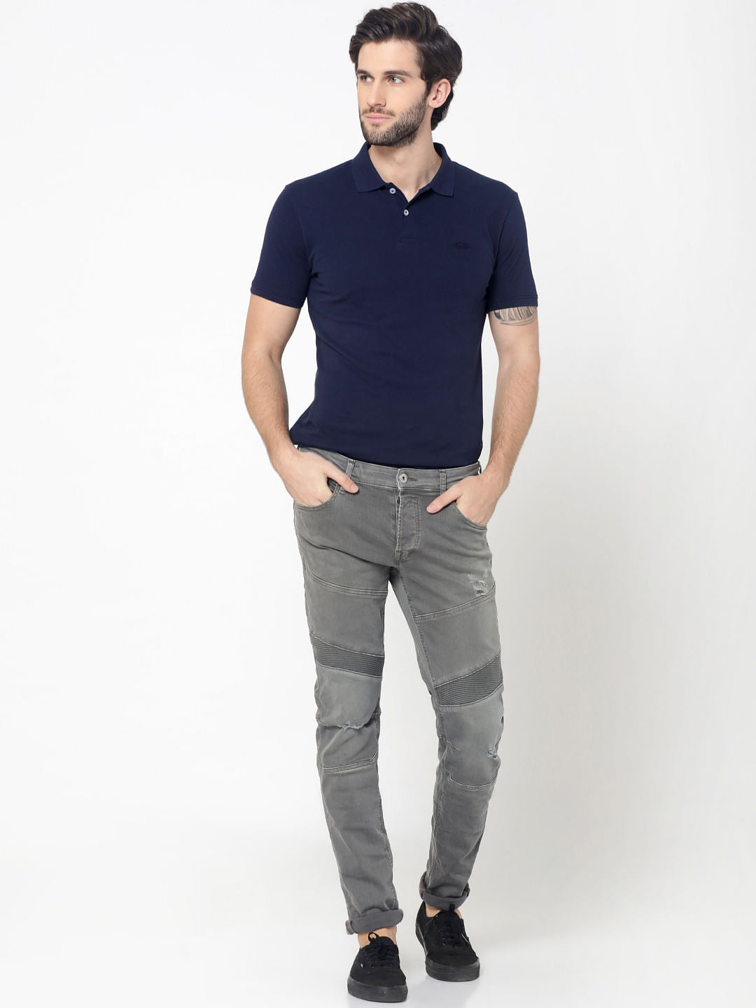 Grey Ripped Glenn Slim Fit Jeans - 28/32