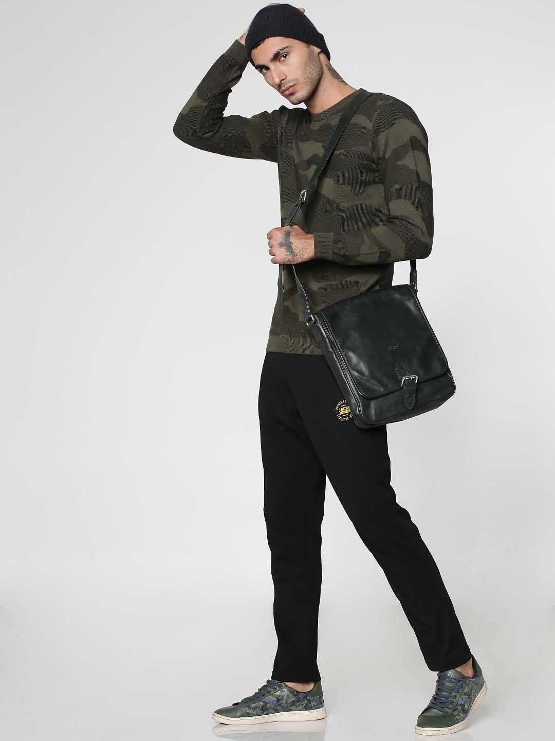 Green Camo Jacquard Slim Fit Sweatshirt