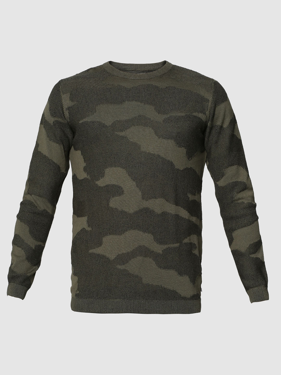 Green Camo Jacquard Slim Fit Sweatshirt