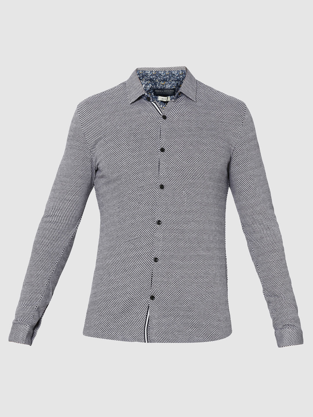 White Dobby Weave Full Sleeves Slim Fit Shirt