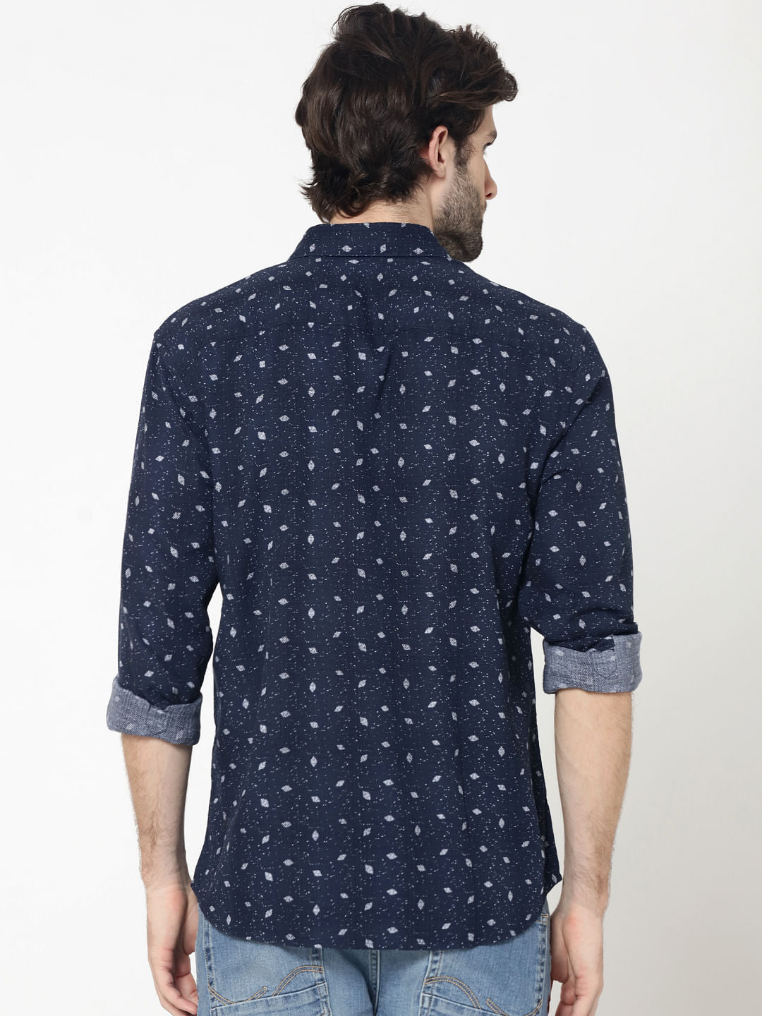 Blue All Over Navajo Print Full Sleeves Dobby Shirt