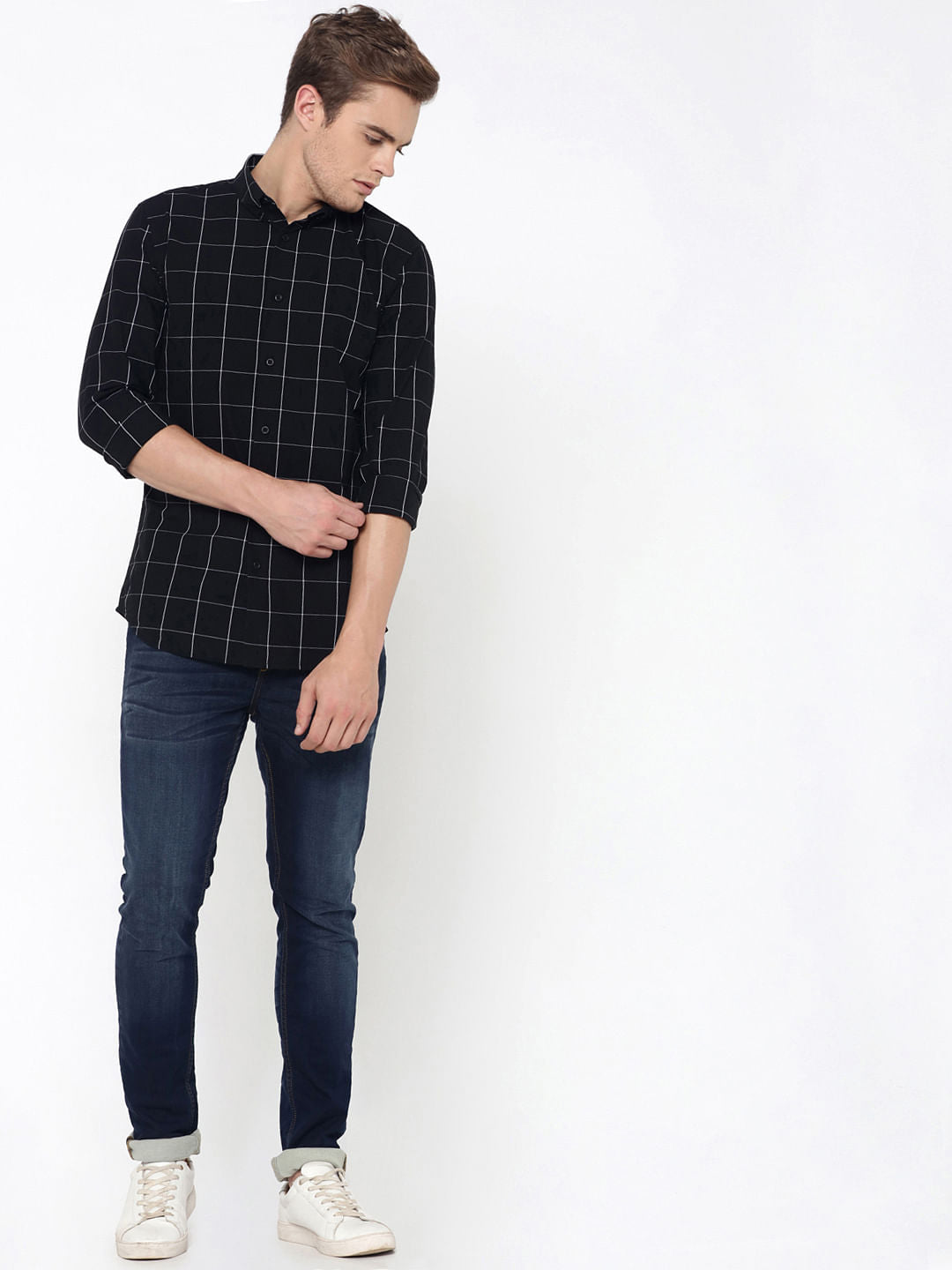 Black Check Slim Fit Shirt
