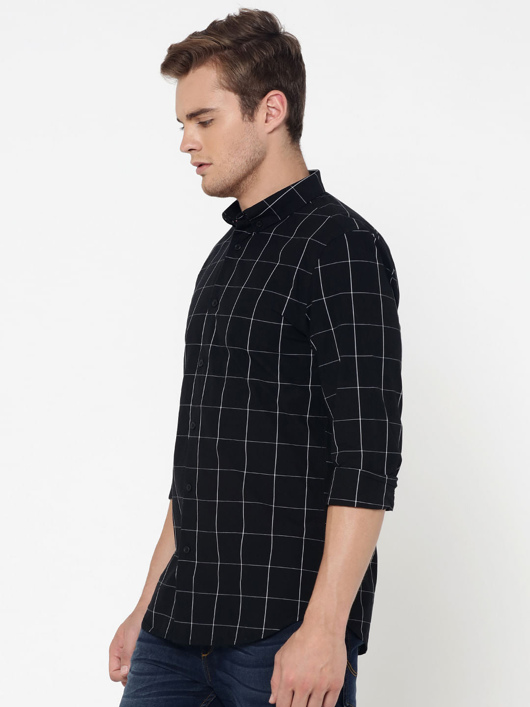 Black Check Slim Fit Shirt