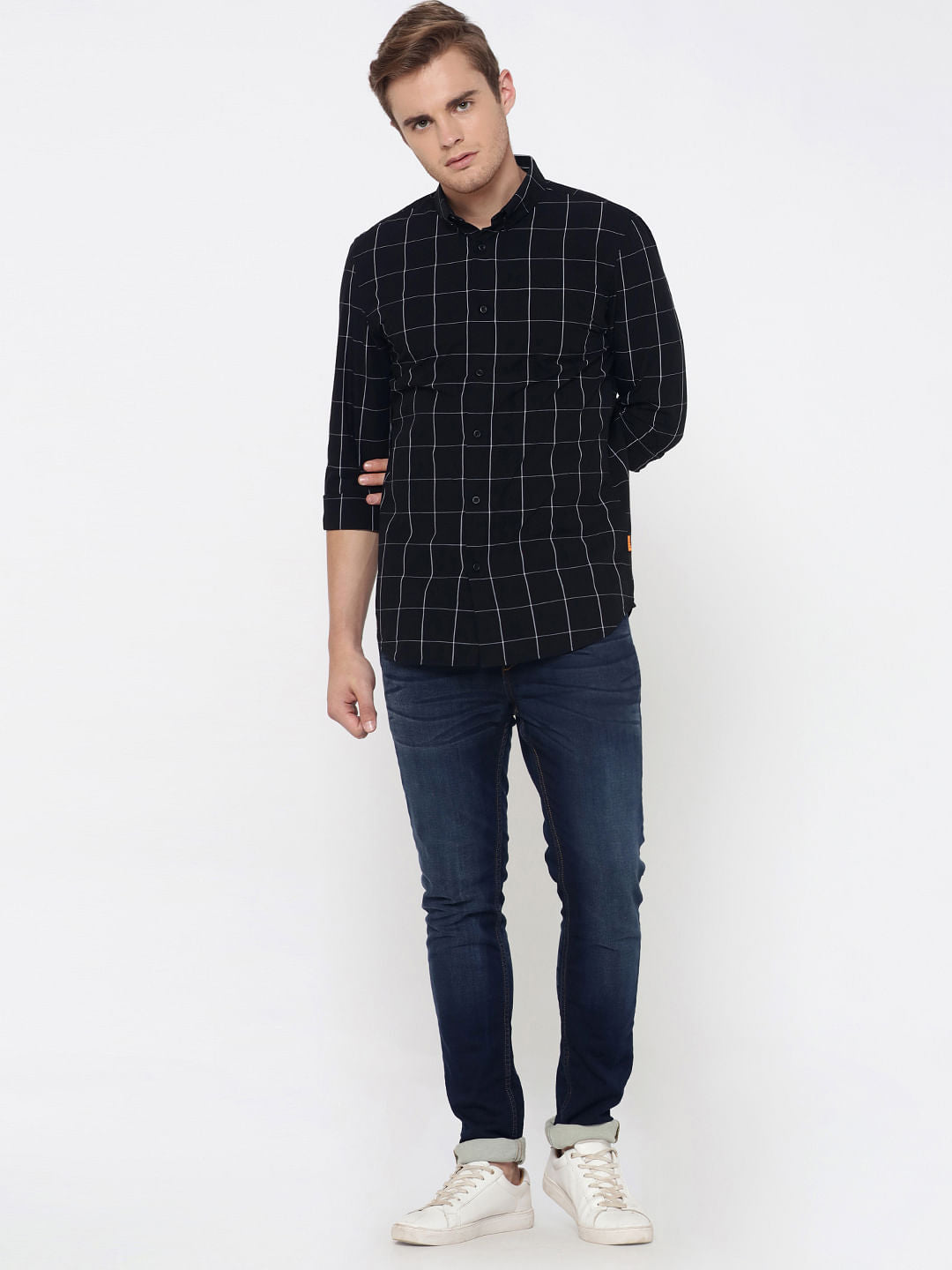 Black Check Slim Fit Shirt