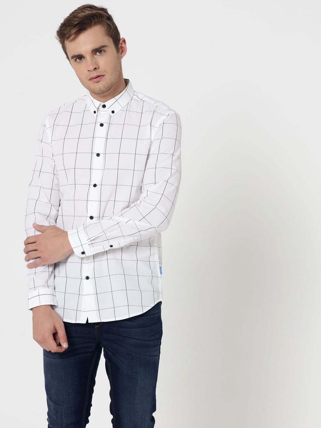 White Check Slim Fit Shirt