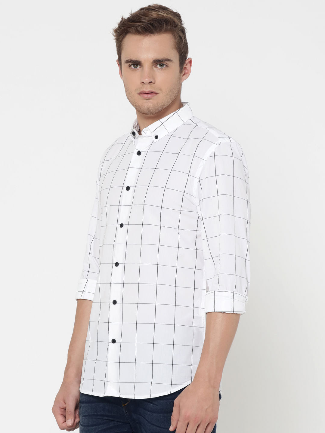 White Check Slim Fit Shirt