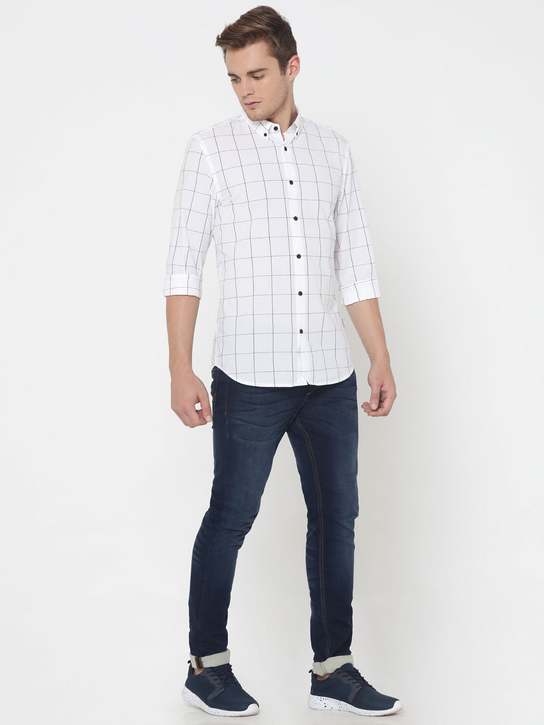 White Check Slim Fit Shirt