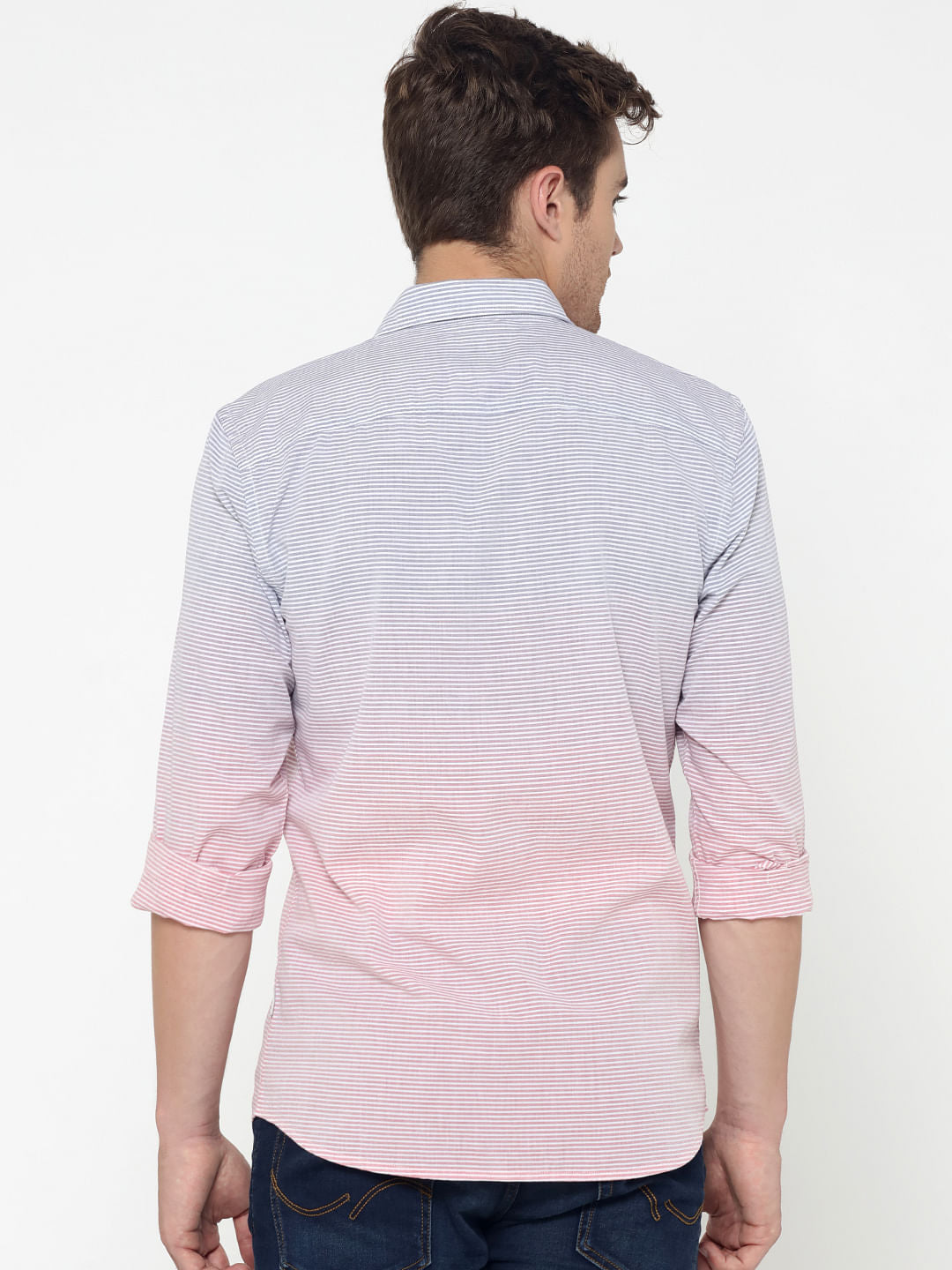 Red Ombre Striped Slim Fit Shirt