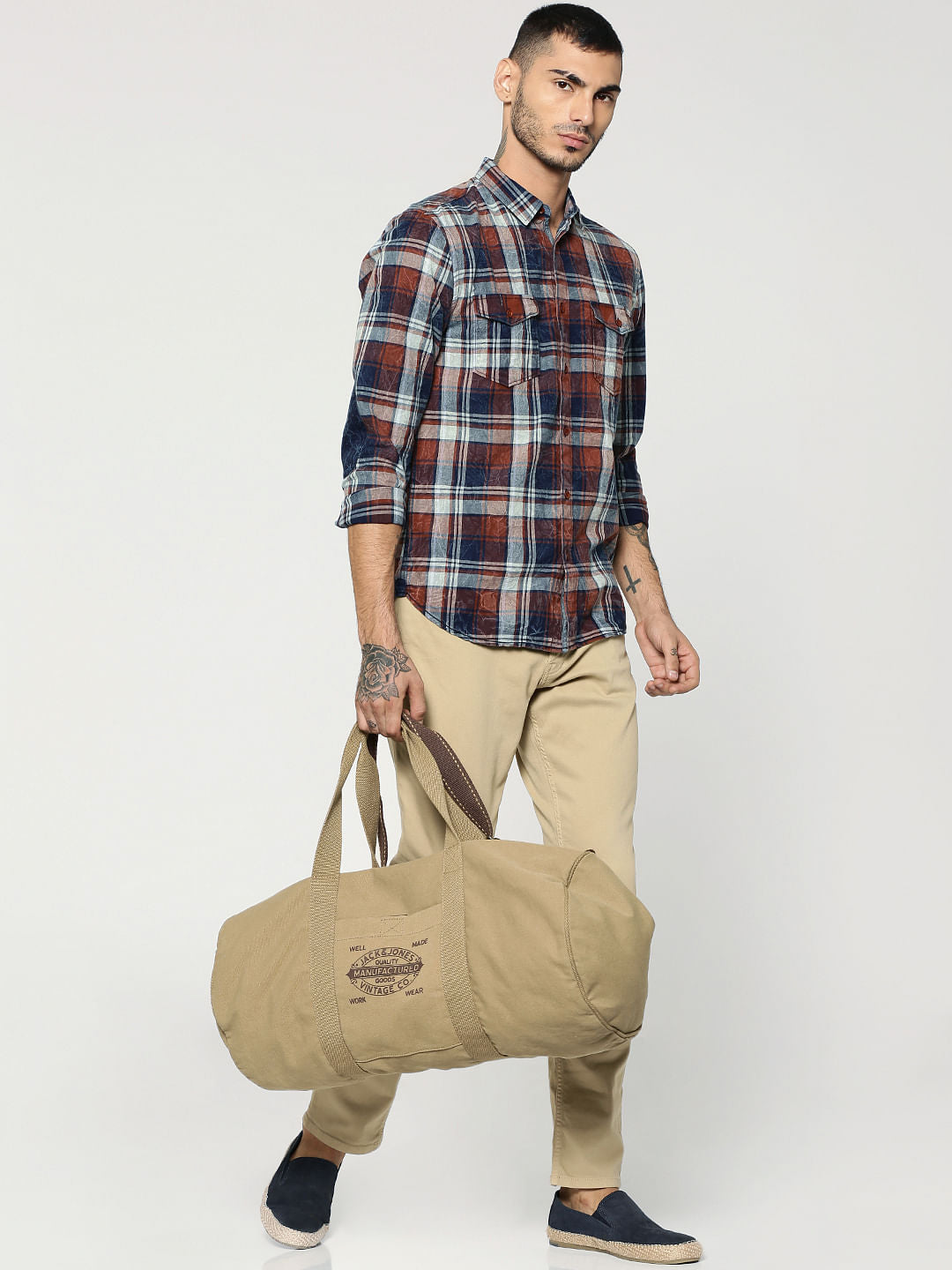 Red Check Elbow Patch Full Sleeves Shirt